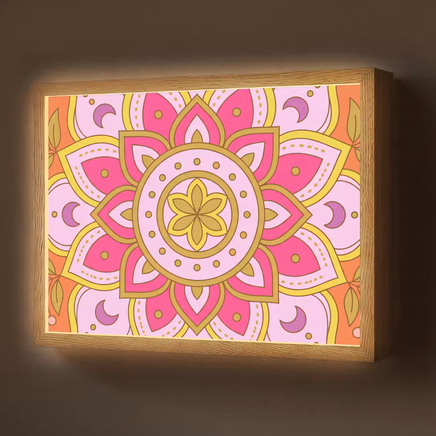 Patroon - Bloemmotief - Decoratie - Abstract - Roze Light Box met batterij (Wandlamp) middel -z3d_website
