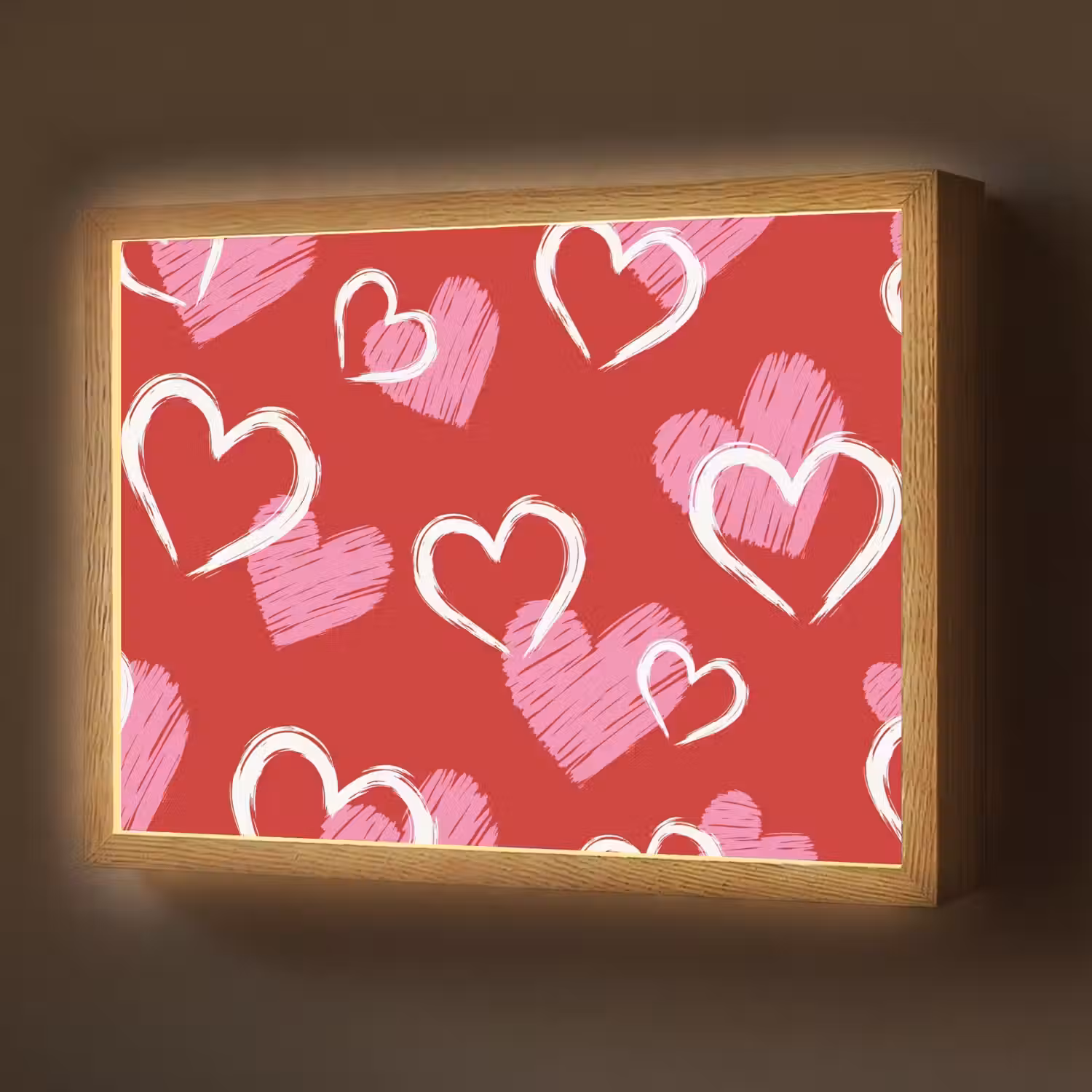 Patroon - Hartjes - Roze - Valentijn Light Box met batterij (Wandlamp) middel -z3d_website