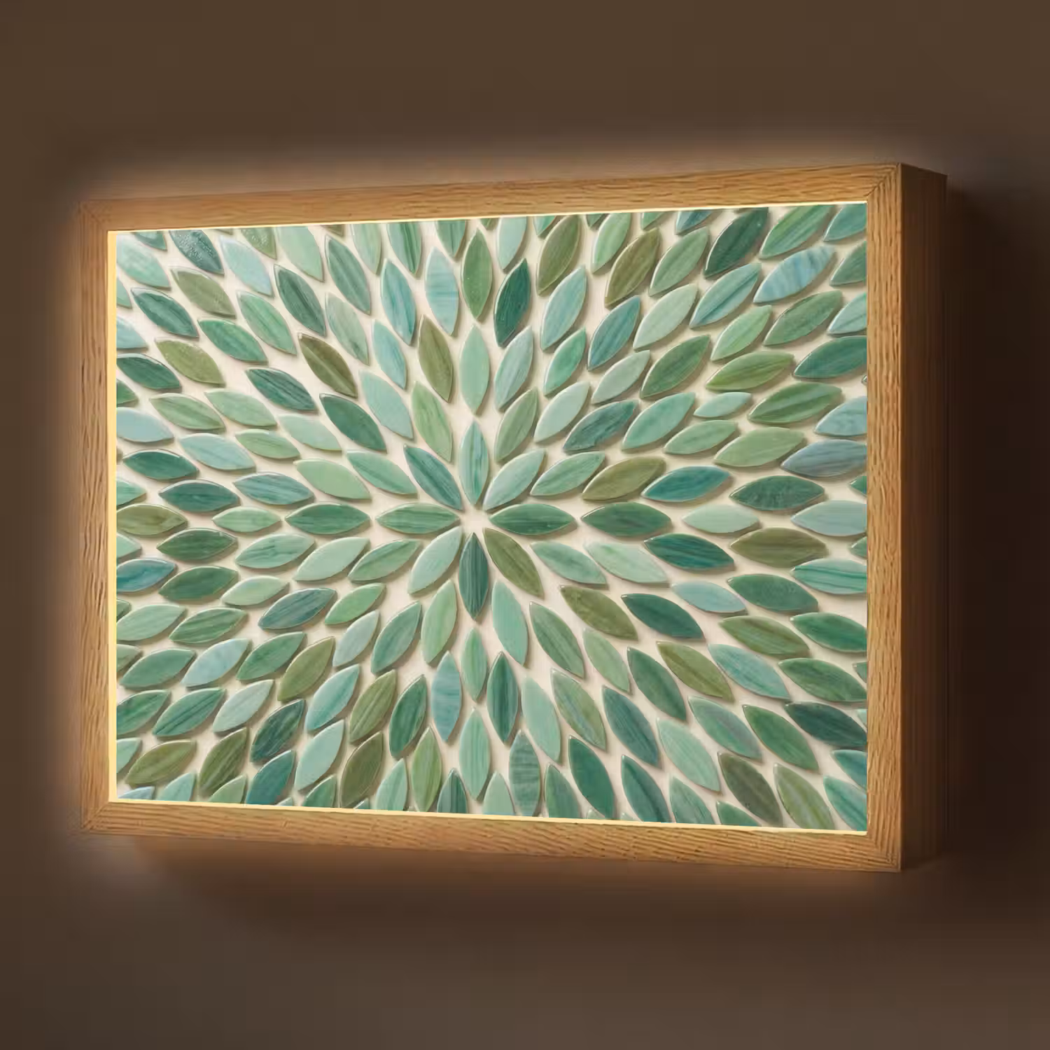 Patroon - Blad - Groen - Abstract Light Box met batterij (Wandlamp) middel -z3d_website