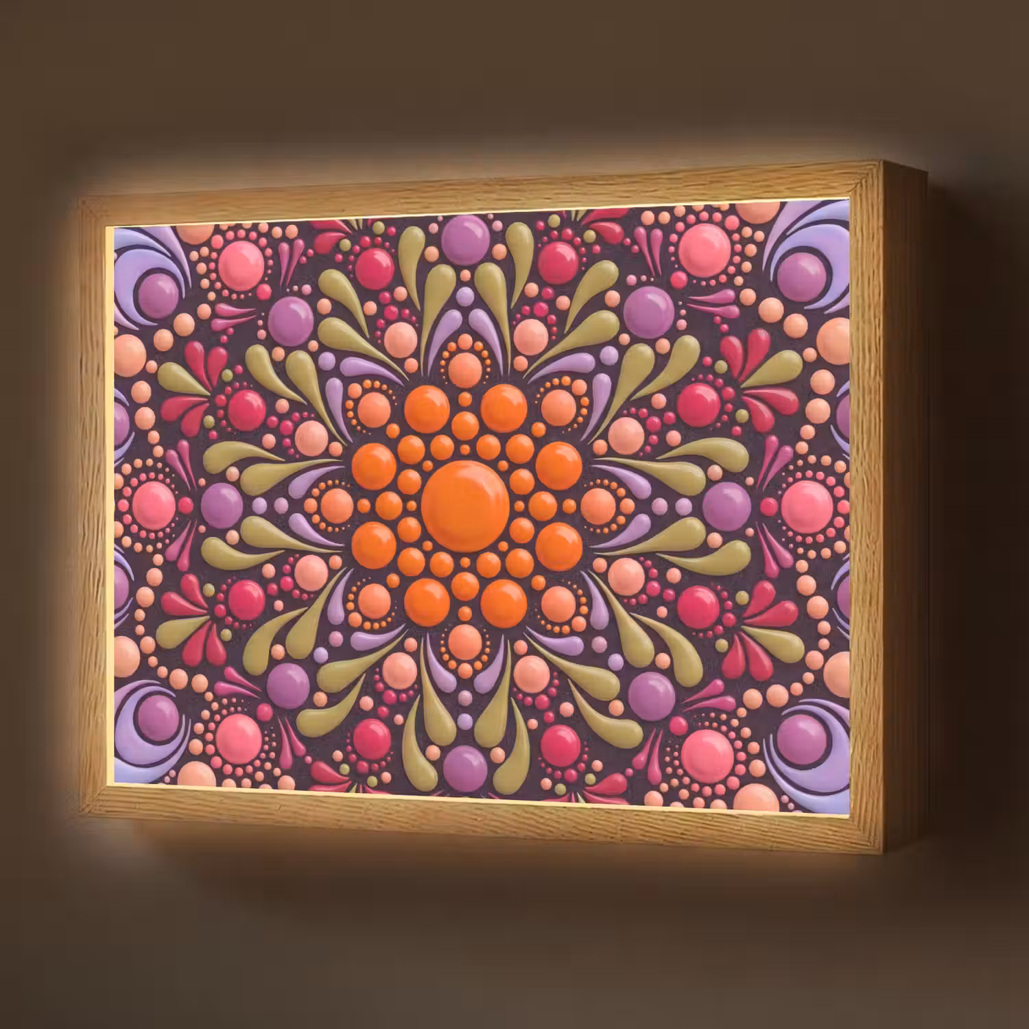 Patroon - Stippen - Abstract - Modern - Kleurrijk Light Box met batterij (Wandlamp) middel -z3d_website