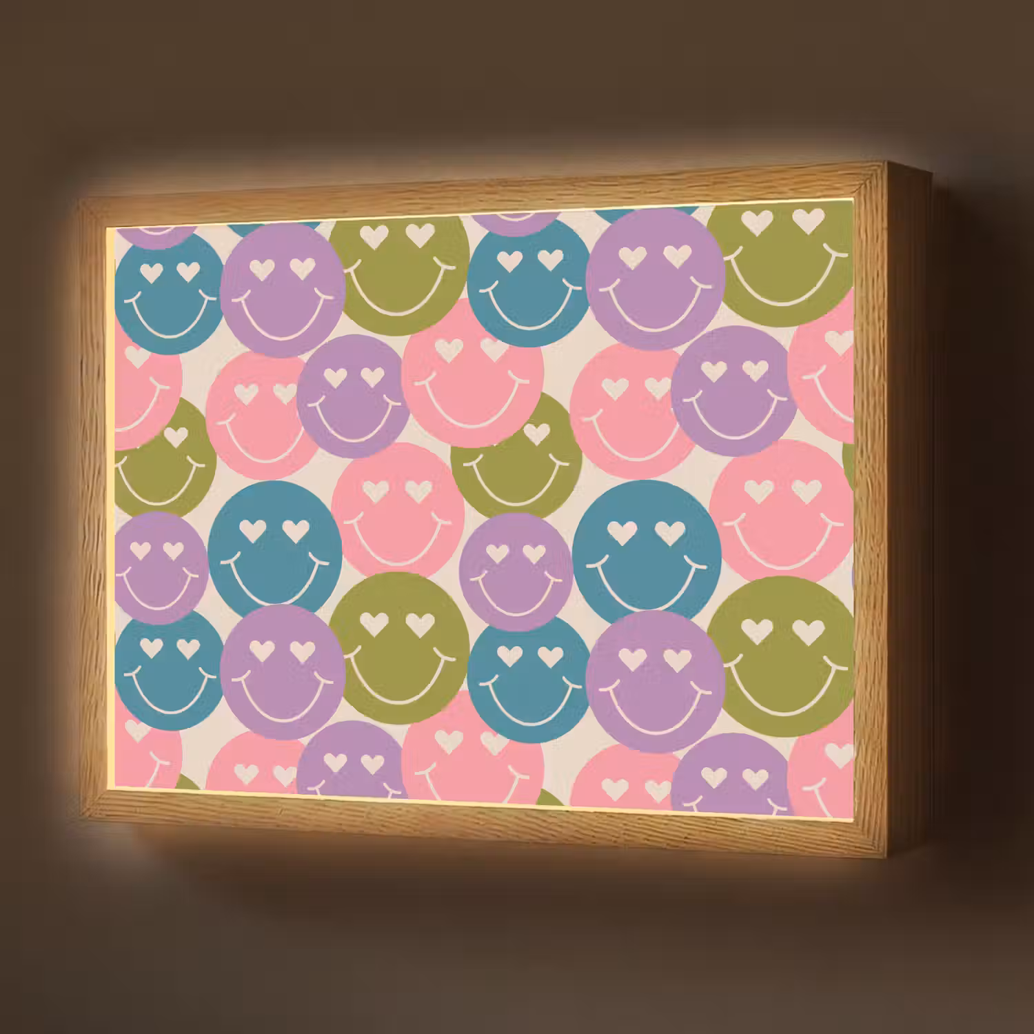 Patroon - Smiley - Kleurrijk - Hartjes Light Box met batterij (Wandlamp) middel 907 -z3d_website