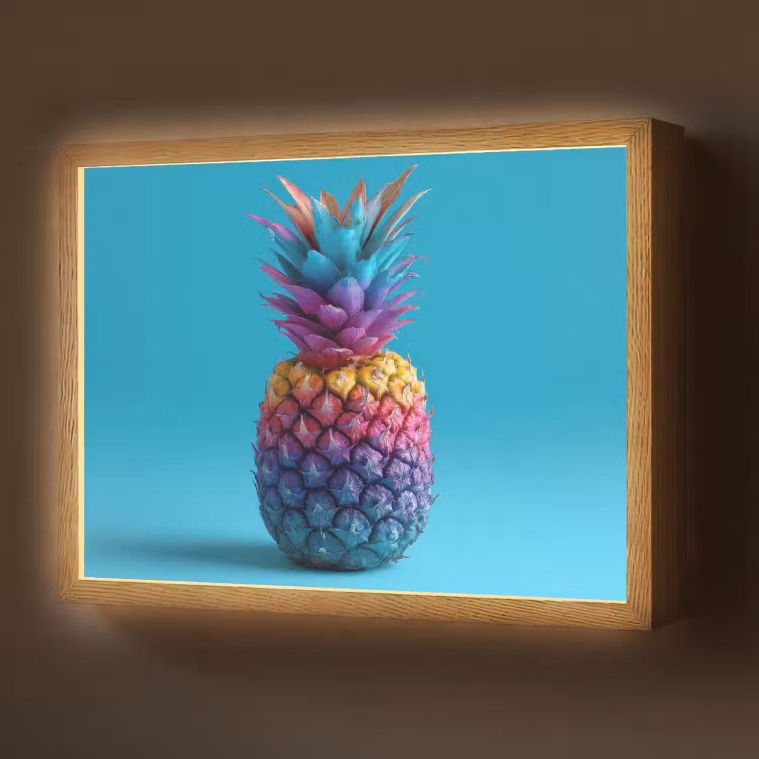 Ananas - Regenboog - Blauw - Popart Light Box met batterij (Wandlamp) middel -z3d_website