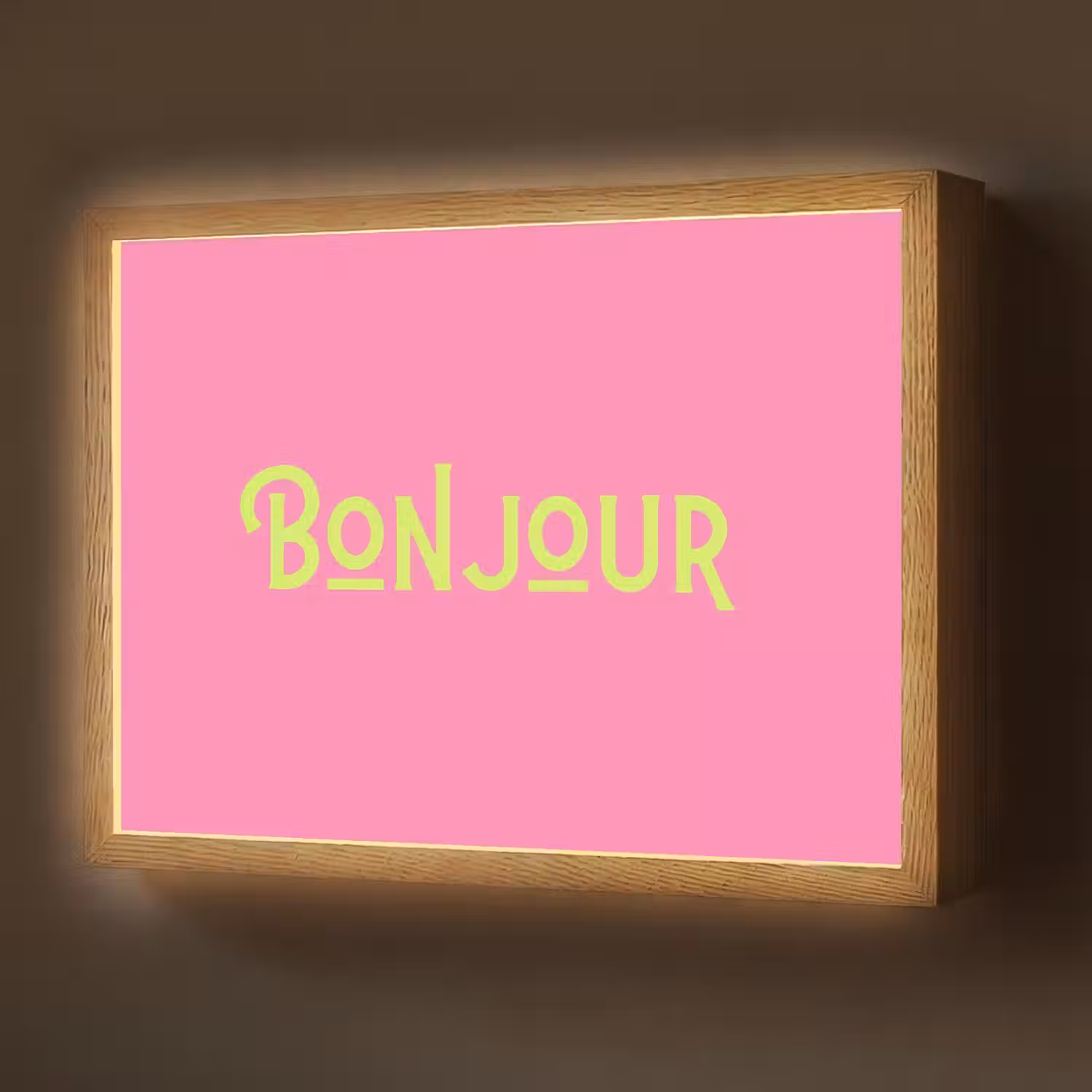 Roze - Groene Bonjour - art-deco Light Box met batterij (Wandlamp) middel -z3d_website