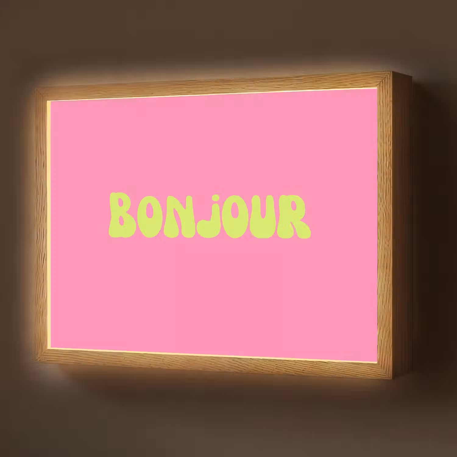 Roze - Groene bonjour - Organisch Light Box met batterij (Wandlamp) middel -z3d_website