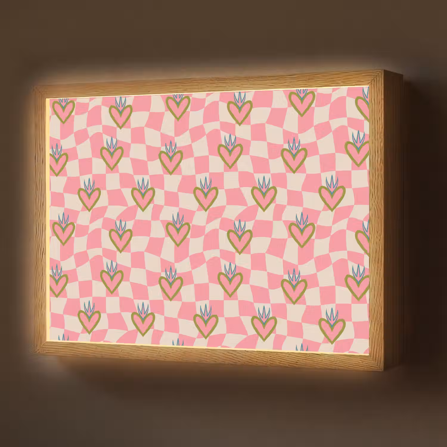 Roze - Retro - Patroon - Geblokt Light Box met batterij (Wandlamp) middel 907 -z3d_website