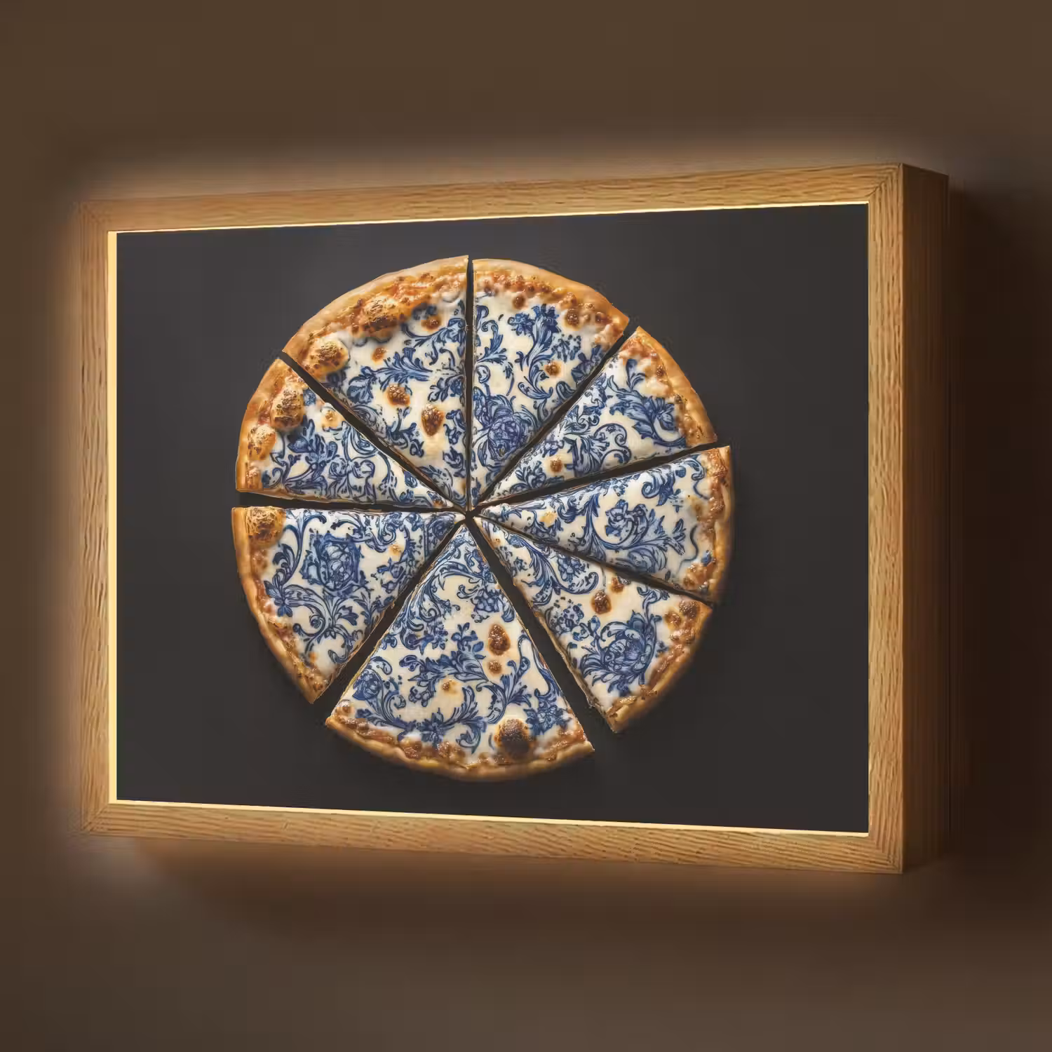Pizza - Eten - Delftsblauw Light Box met batterij (Wandlamp) middel -z3d_website