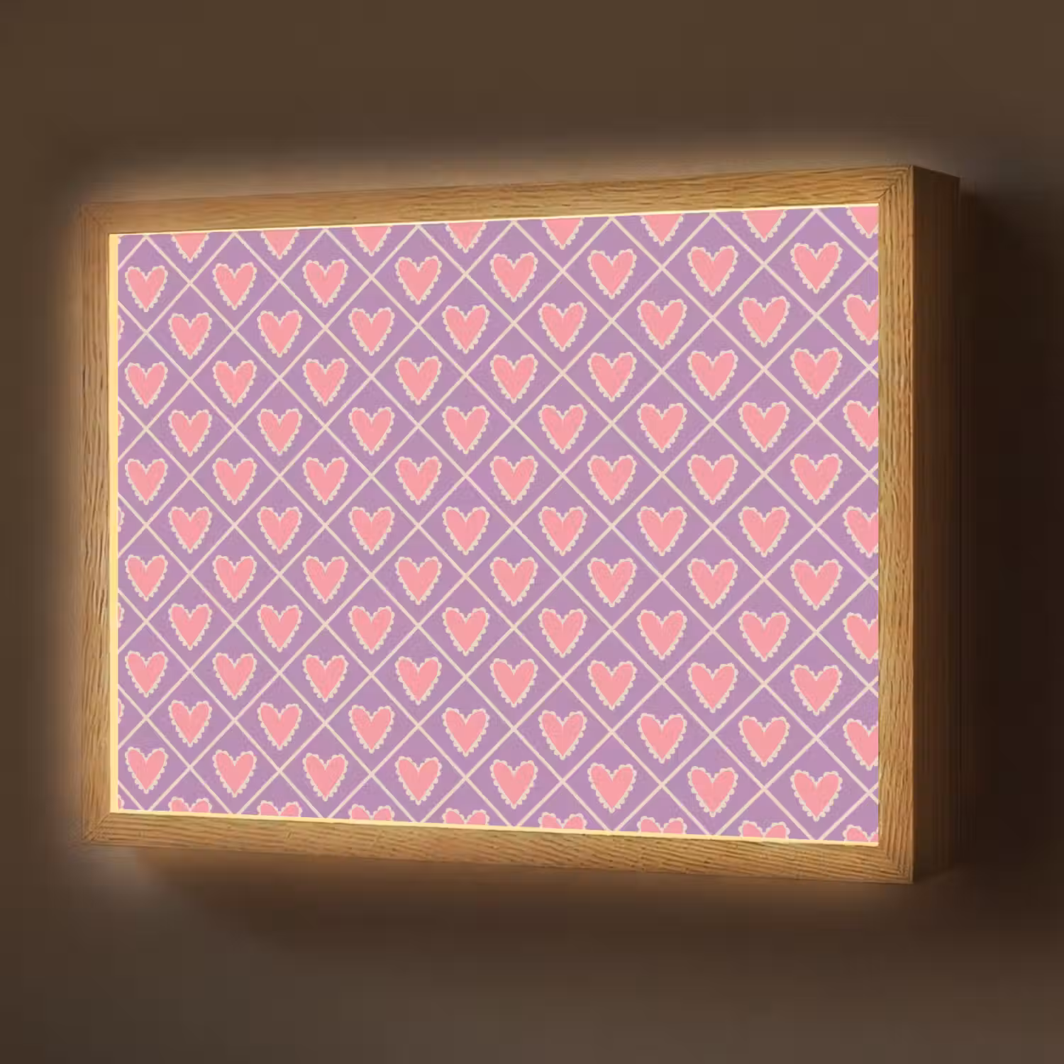 Ruit - Patroon - Paars - Hartjes Light Box met batterij (Wandlamp) middel 907 -z3d_website