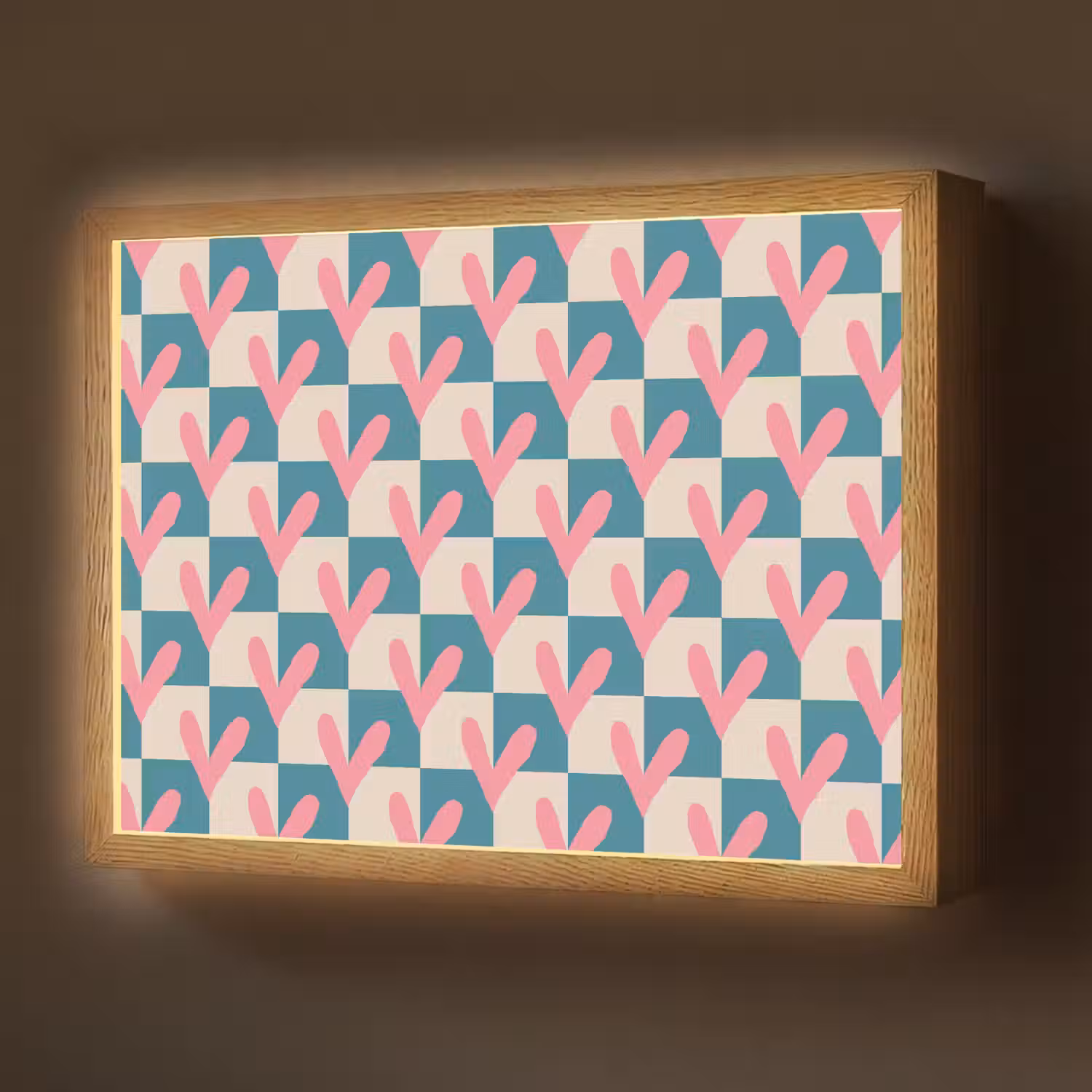 Vlakken - Hartjes - Patroon - Retro Light Box met batterij (Wandlamp) middel 907 -z3d_website