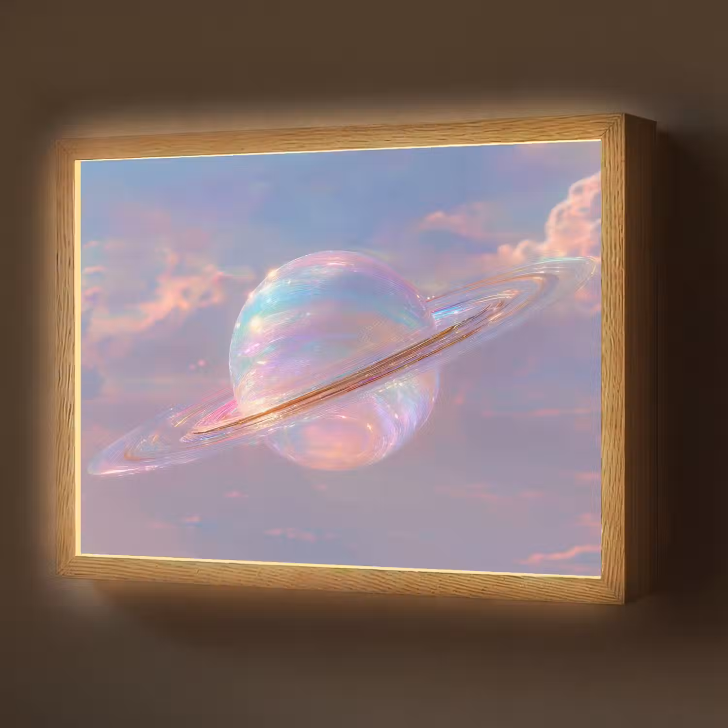 Planeet - Lucht - Wolken - Pasteltinten Light Box met batterij (Wandlamp) middel -z3d_website