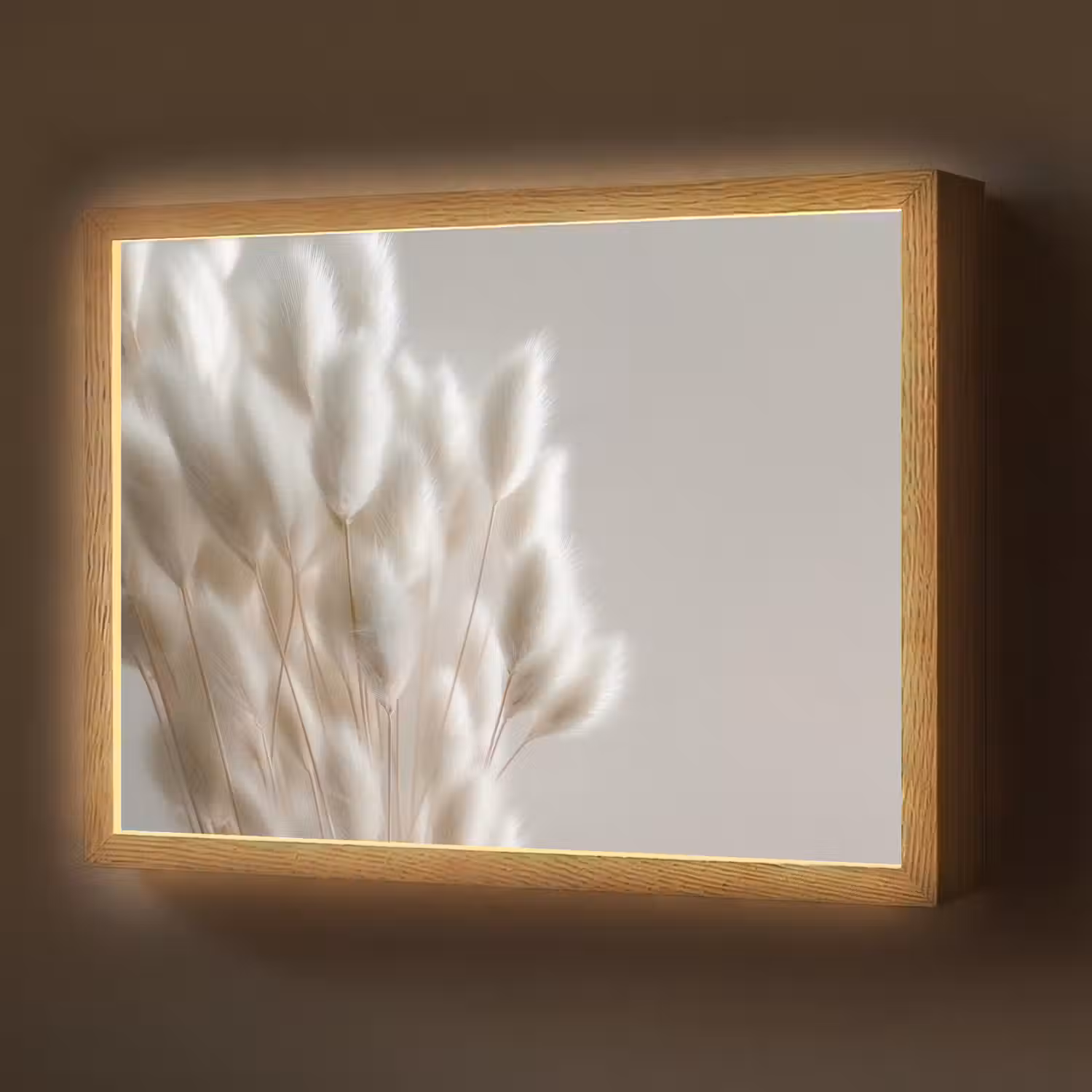 Pluimen - Beige - Minimalistisch Light Box met batterij (Wandlamp) middel -z3d_website