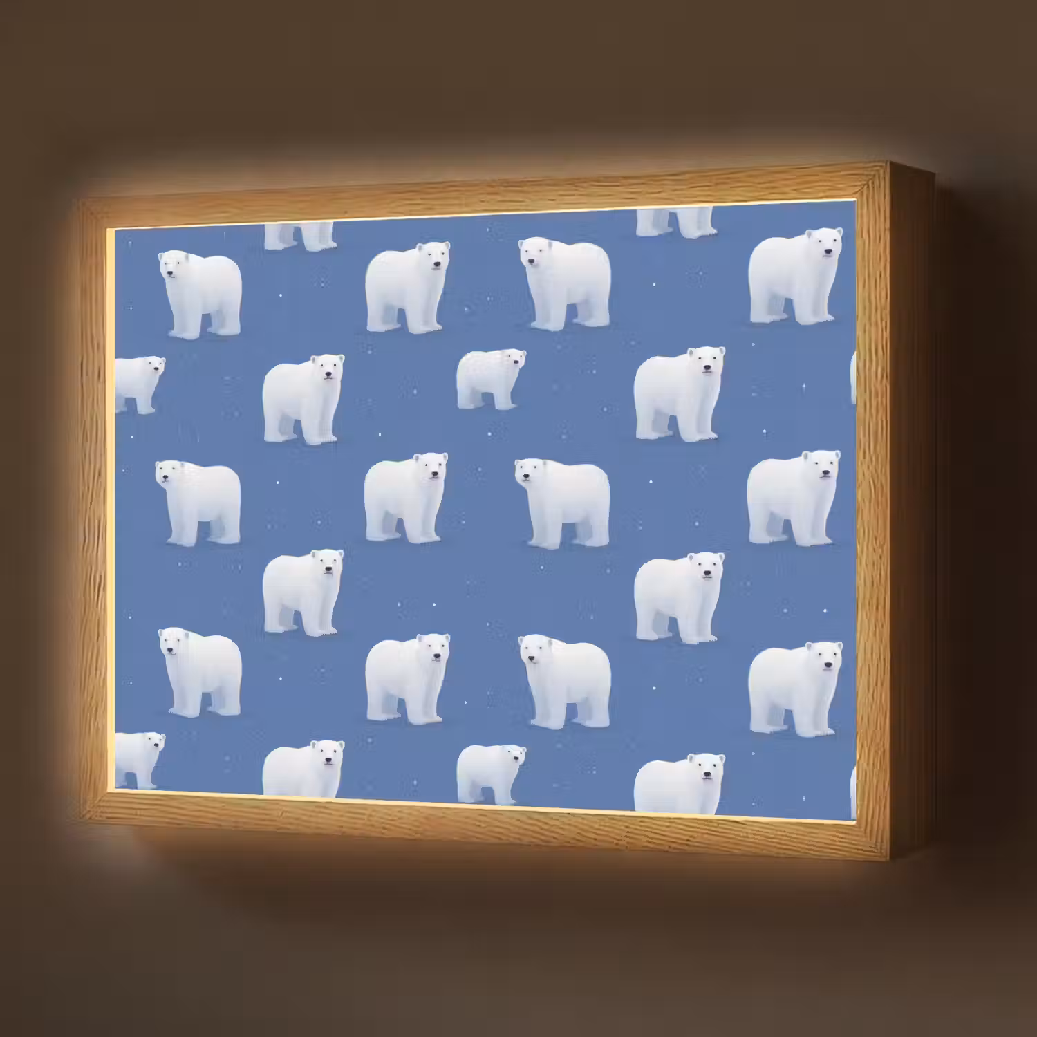 IJsbeer - Patroon - Blauw Light Box met batterij (Wandlamp) middel 907 -z3d_website