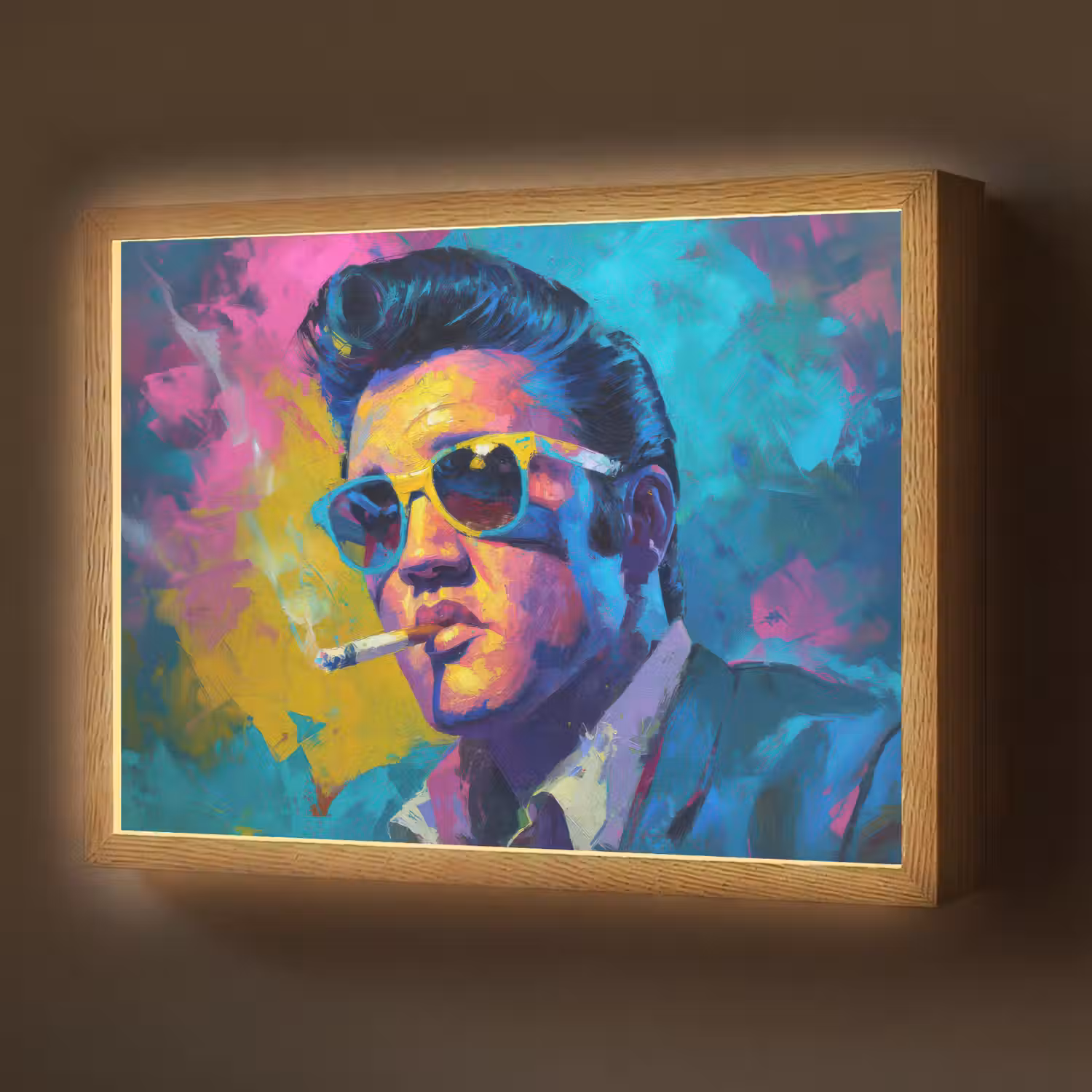 Portret - Sigaret - Kleurrijk - Bril Light Box met batterij (Wandlamp) middel -z3d_website