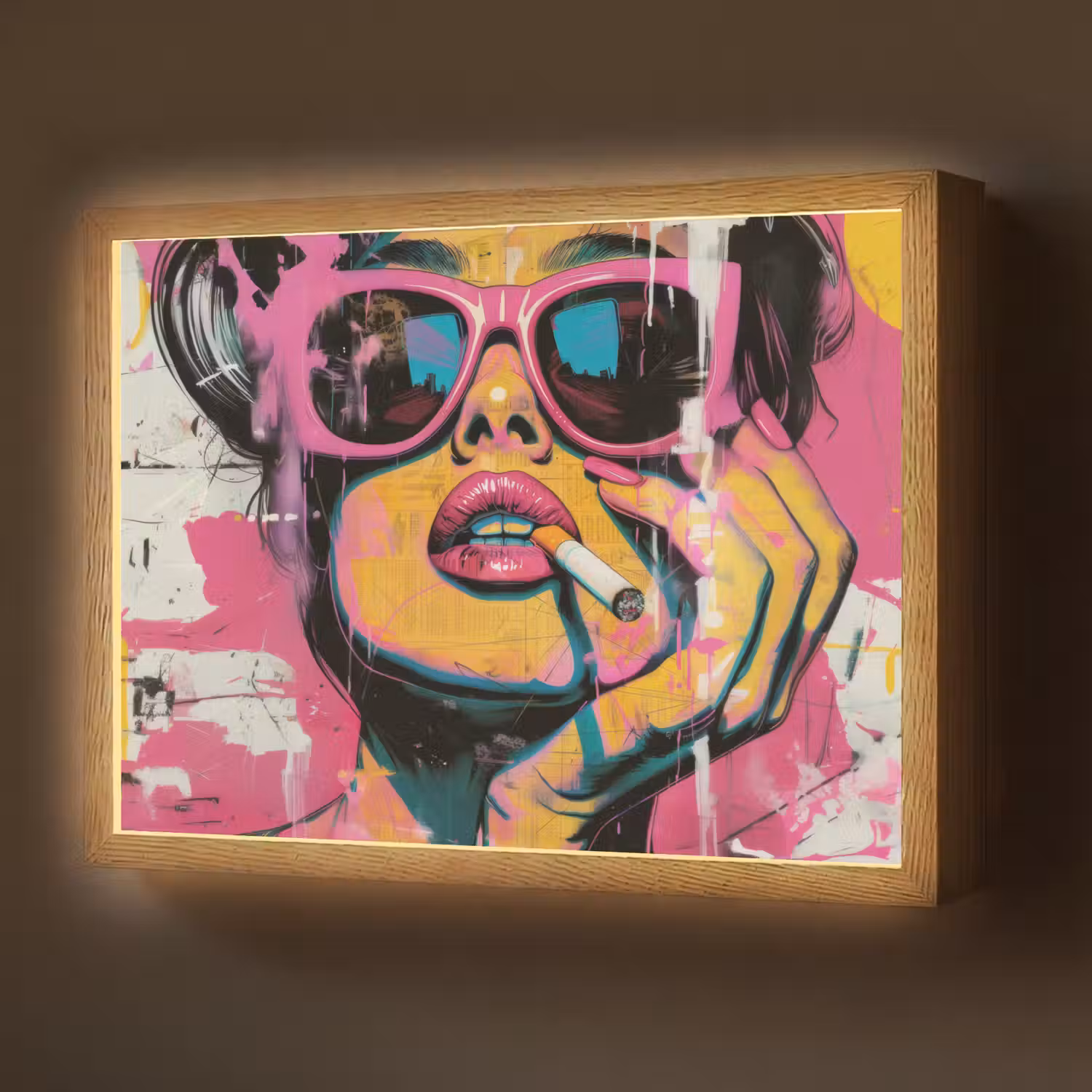 Portret - Vrouw - Abstract - Zonnebril Light Box met batterij (Wandlamp) middel -z3d_website