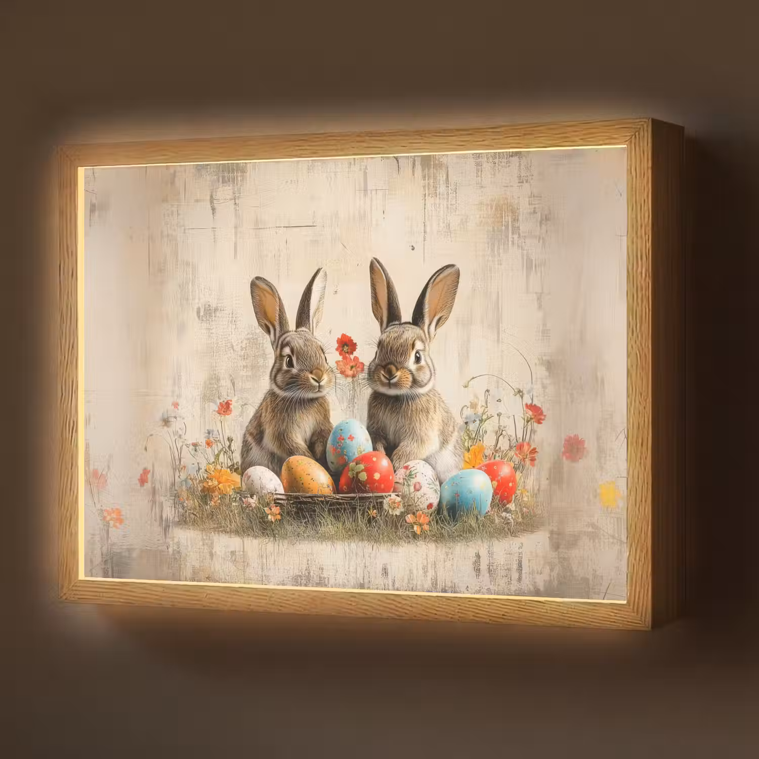 Konijnen - Bloemen - Eieren Light Box met batterij (Wandlamp) middel -z3d_website