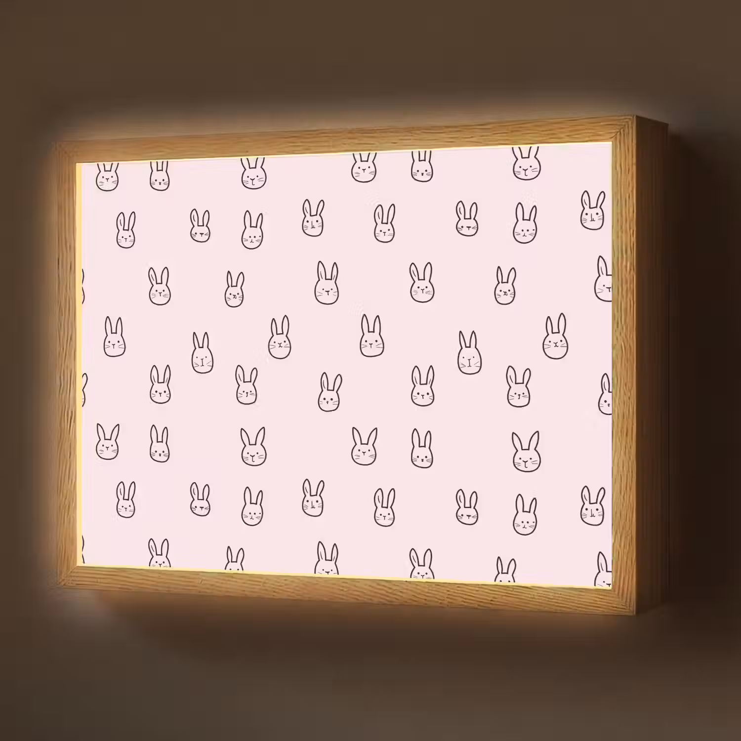Konijnen - Minimalistisch - Roze Light Box met batterij (Wandlamp) middel 907 -z3d_website