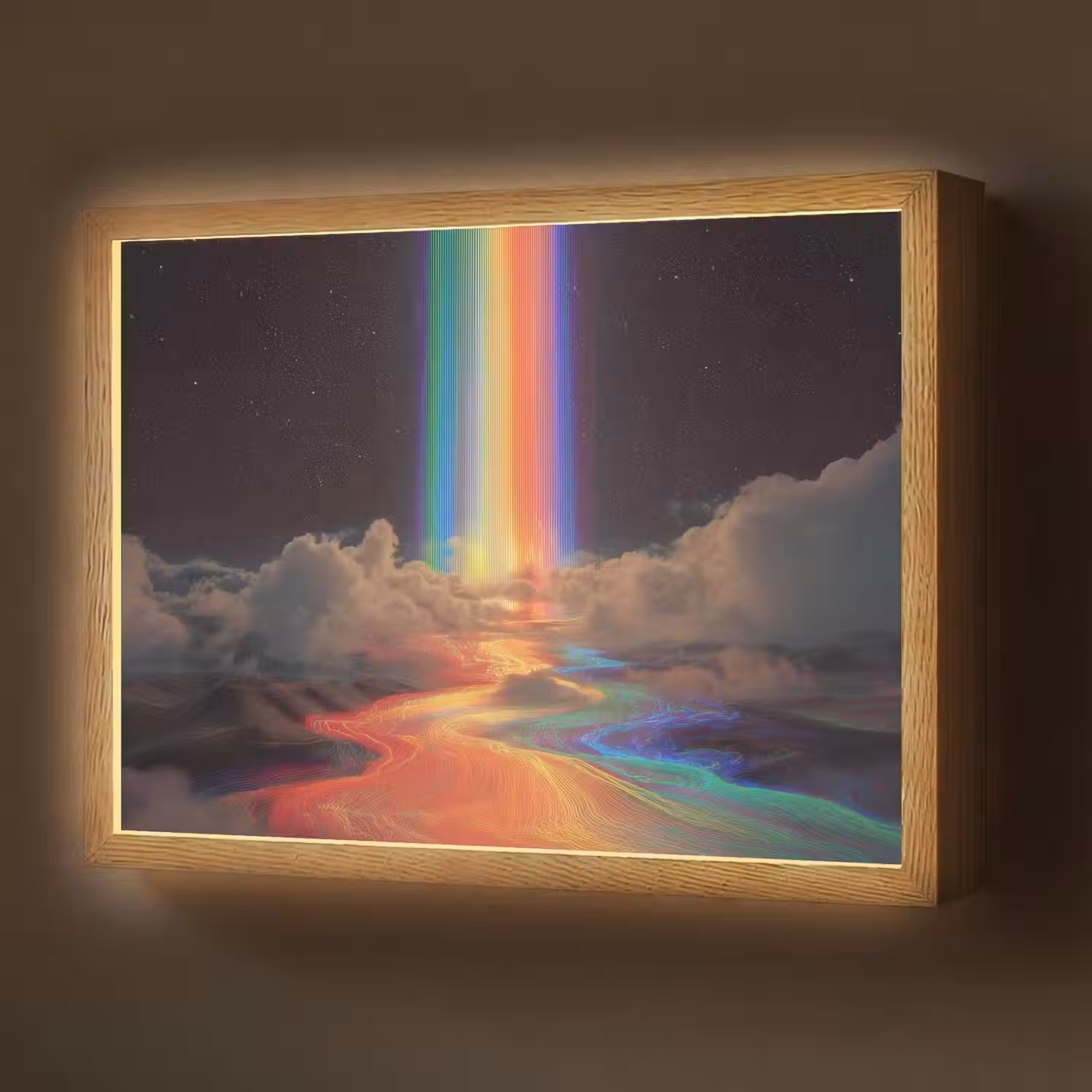 Regenboog - Verticaal - Sterrenhemel - Wolken Light Box met batterij (Wandlamp) middel -z3d_website