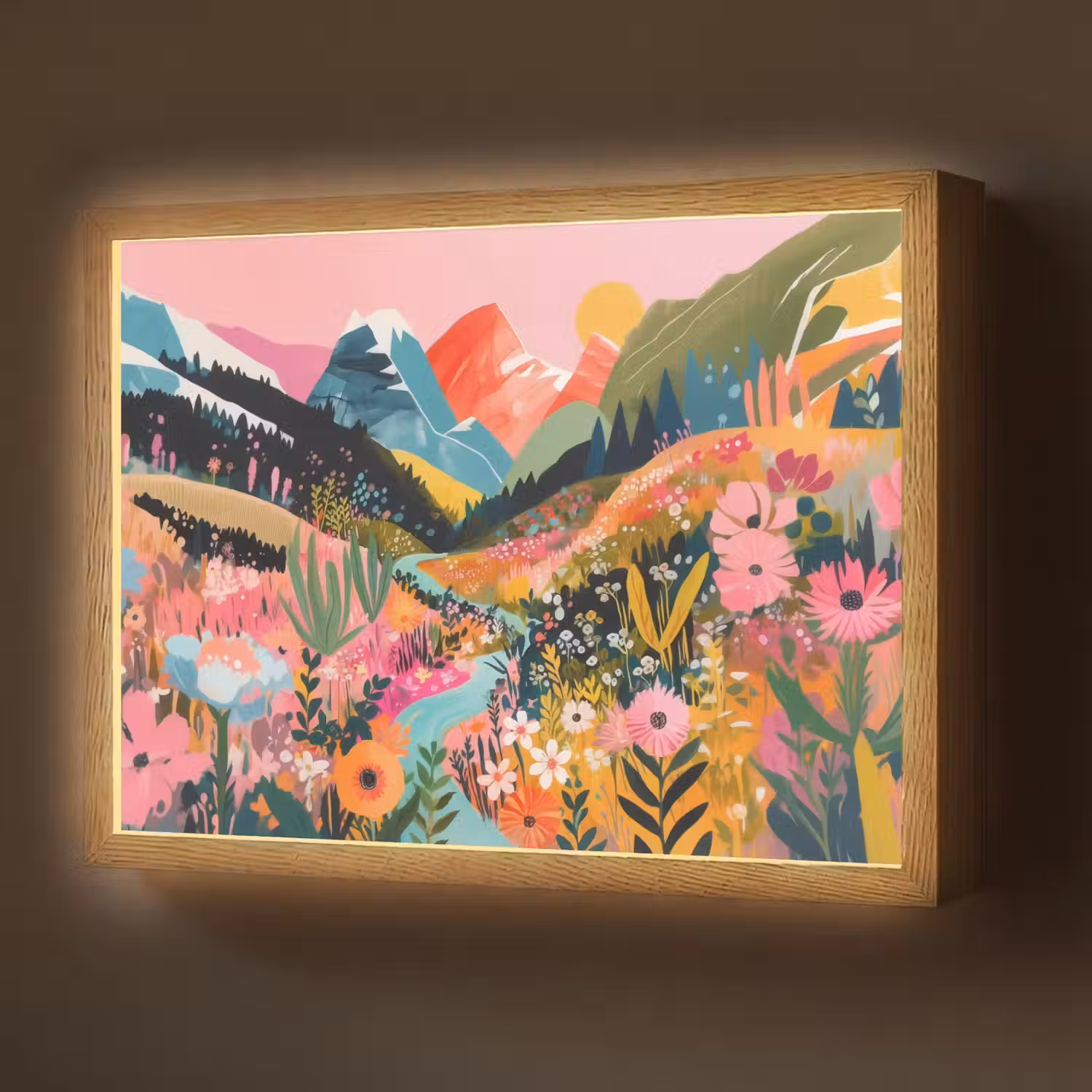 Rivier - Diepte - Bloemen Light Box met batterij (Wandlamp) middel -z3d_website