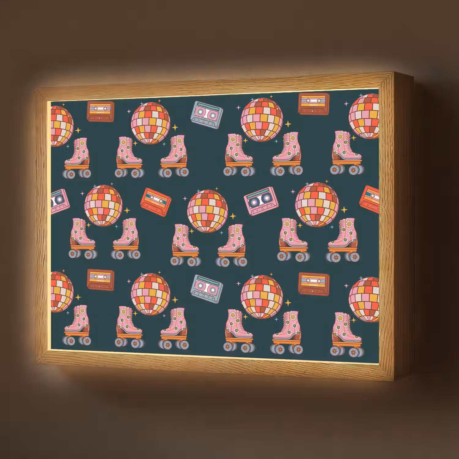 Rolschaatsen - Patroon - Disco Light Box met batterij (Wandlamp) middel 907 -z3d_website