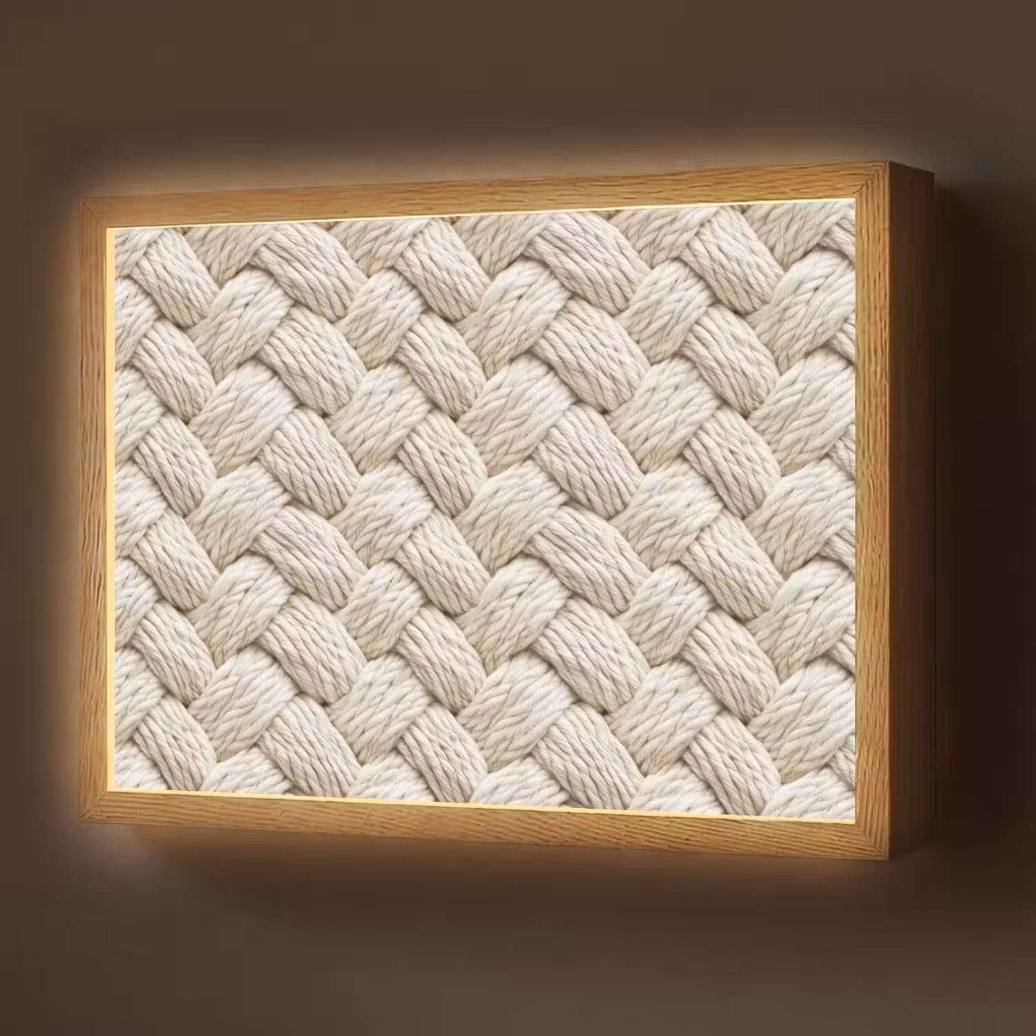 Touw - Gebreid - Beige Light Box met batterij (Wandlamp) middel 907 -z3d_website
