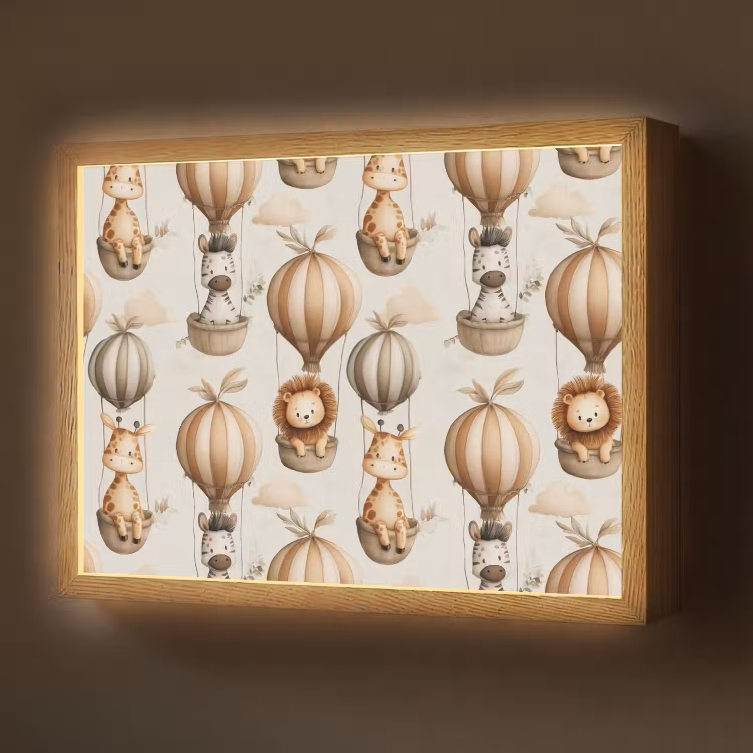 Safari - Luchtballonen - Taupe Light Box met batterij (Wandlamp) middel 907 -z3d_website