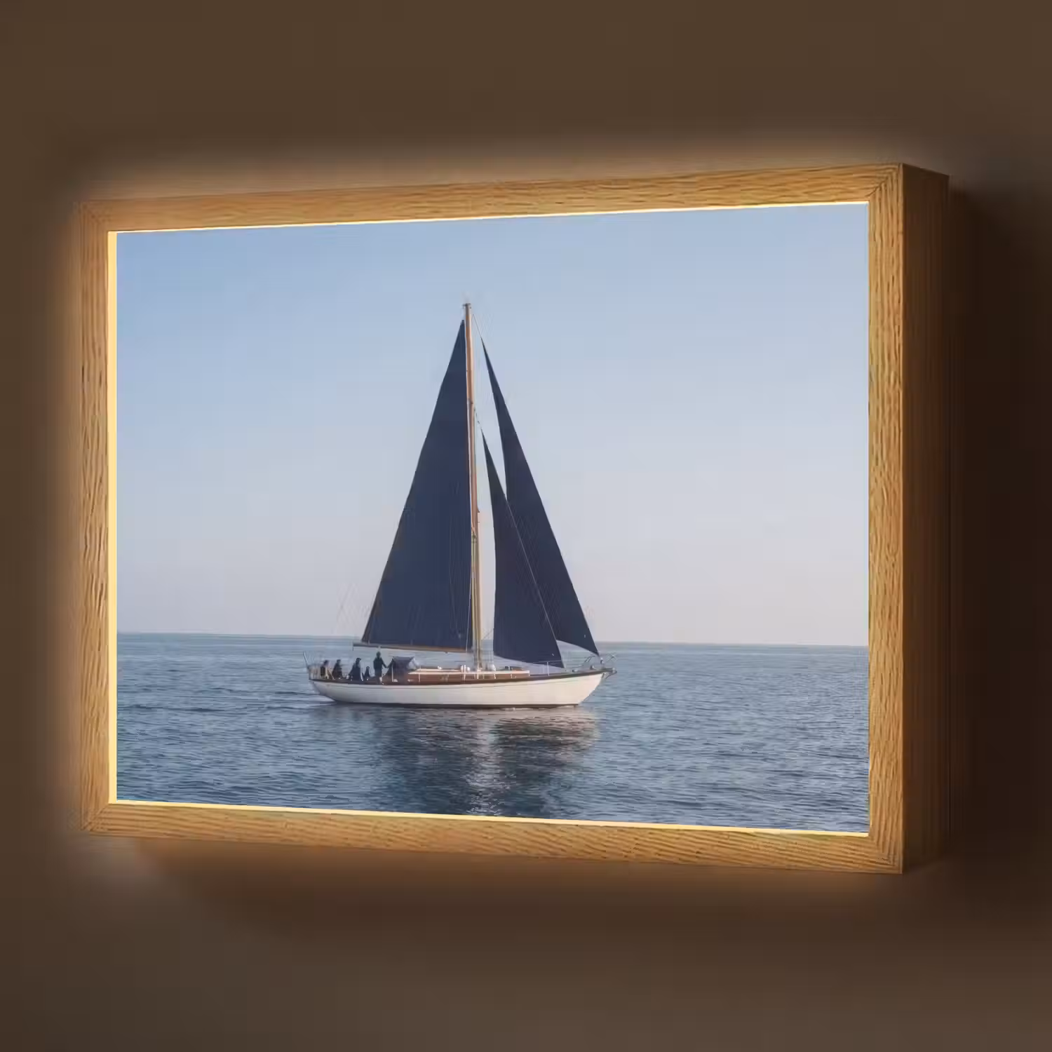 Zeilboot - Zee - Blauw Light Box met batterij (Wandlamp) middel -z3d_website