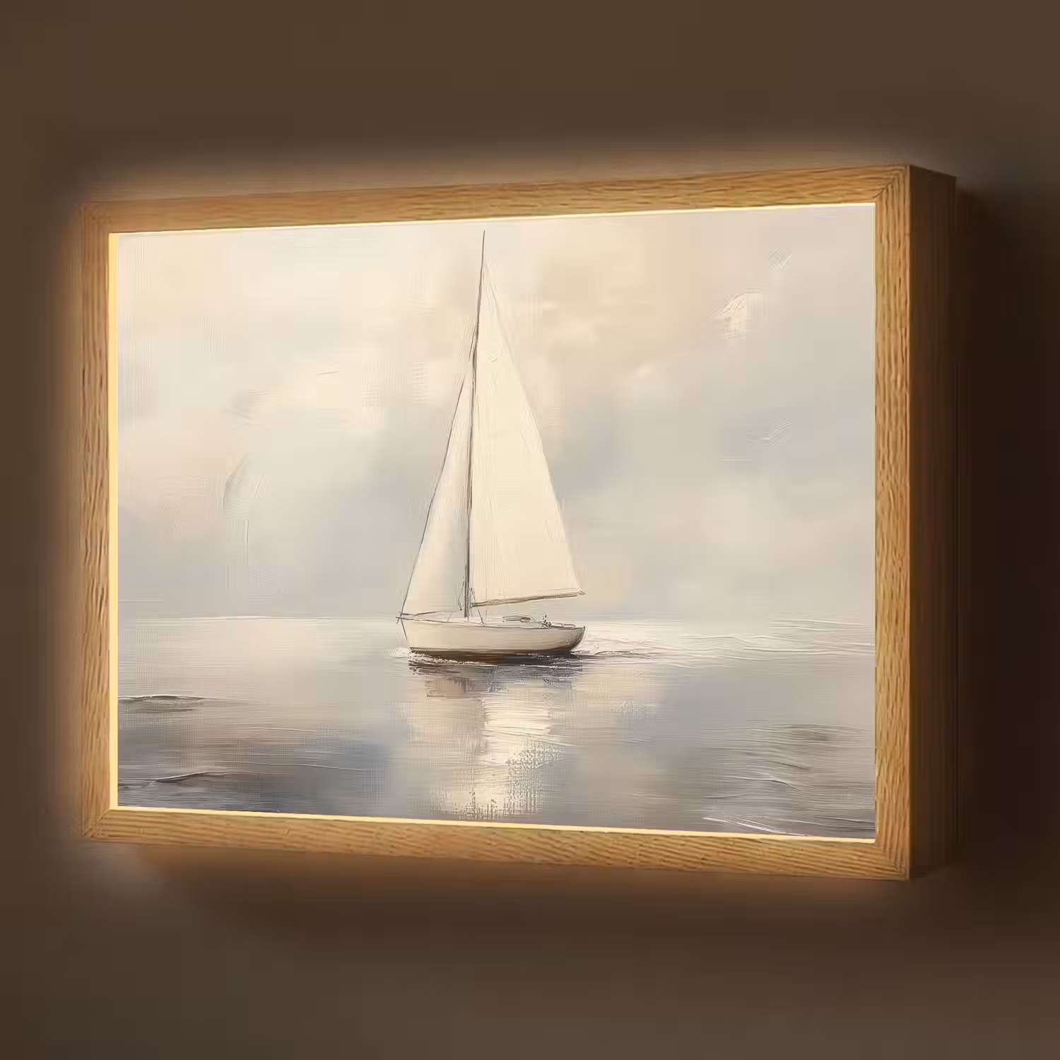 Zeilschip - Zee - Bewolkt Light Box met batterij (Wandlamp) middel -z3d_website