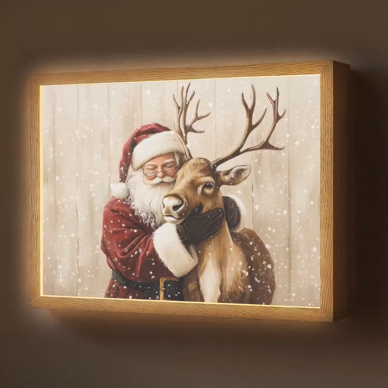 Kerstman - Rendier - Sneeuw - Kleurrijk Light Box met batterij (Wandlamp) middel -z3d_website