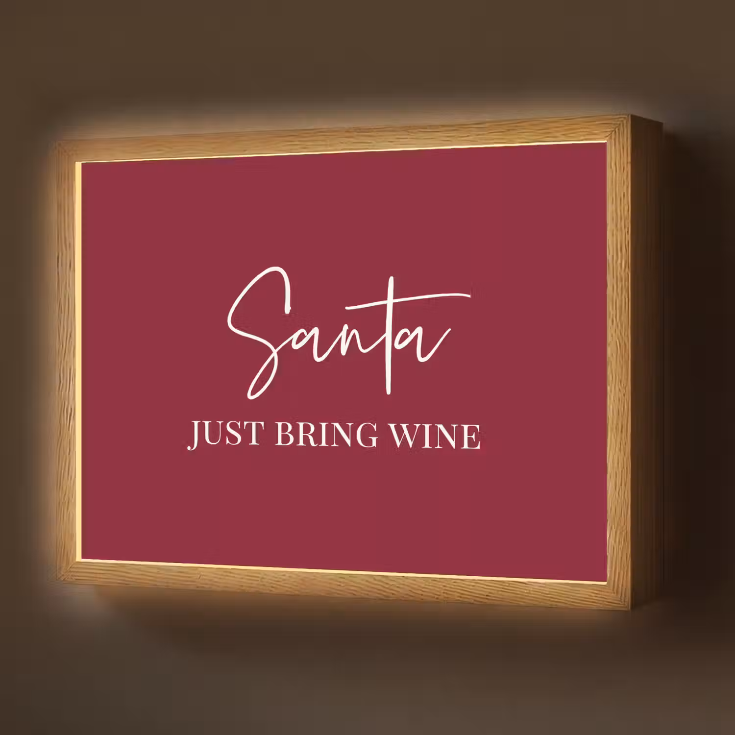 Santa - Wine - Rood - Kerst - Kerstman Light Box met batterij (Wandlamp) middel -z3d_website