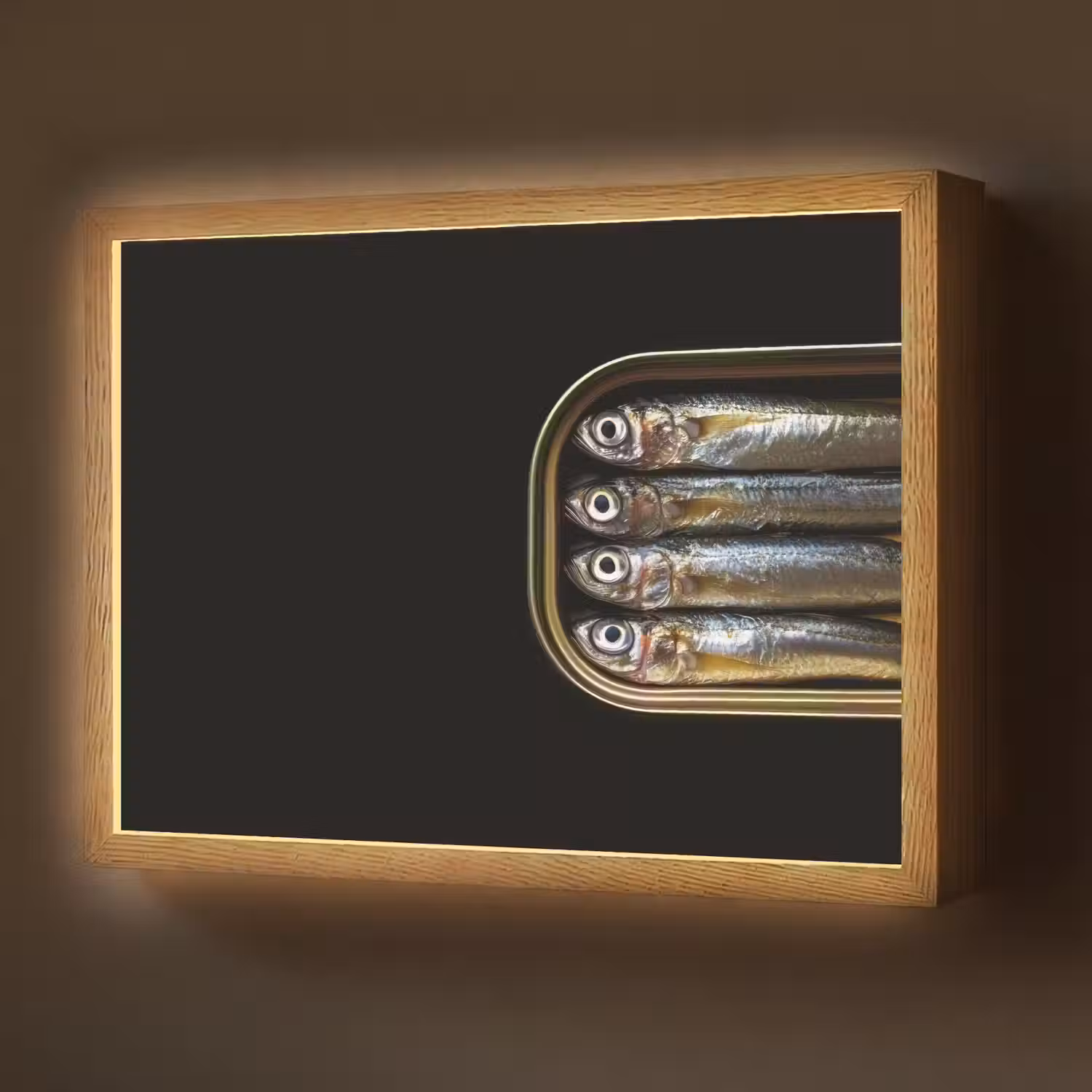 Sardines - Blik - Zwart - Vissen Light Box met batterij (Wandlamp) middel -z3d_website