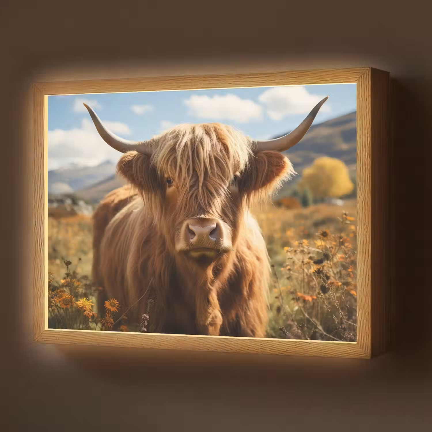 Schotse hooglander - Dieren portret - Natuur - Dier Light Box met batterij (Wandlamp) middel -z3d_website