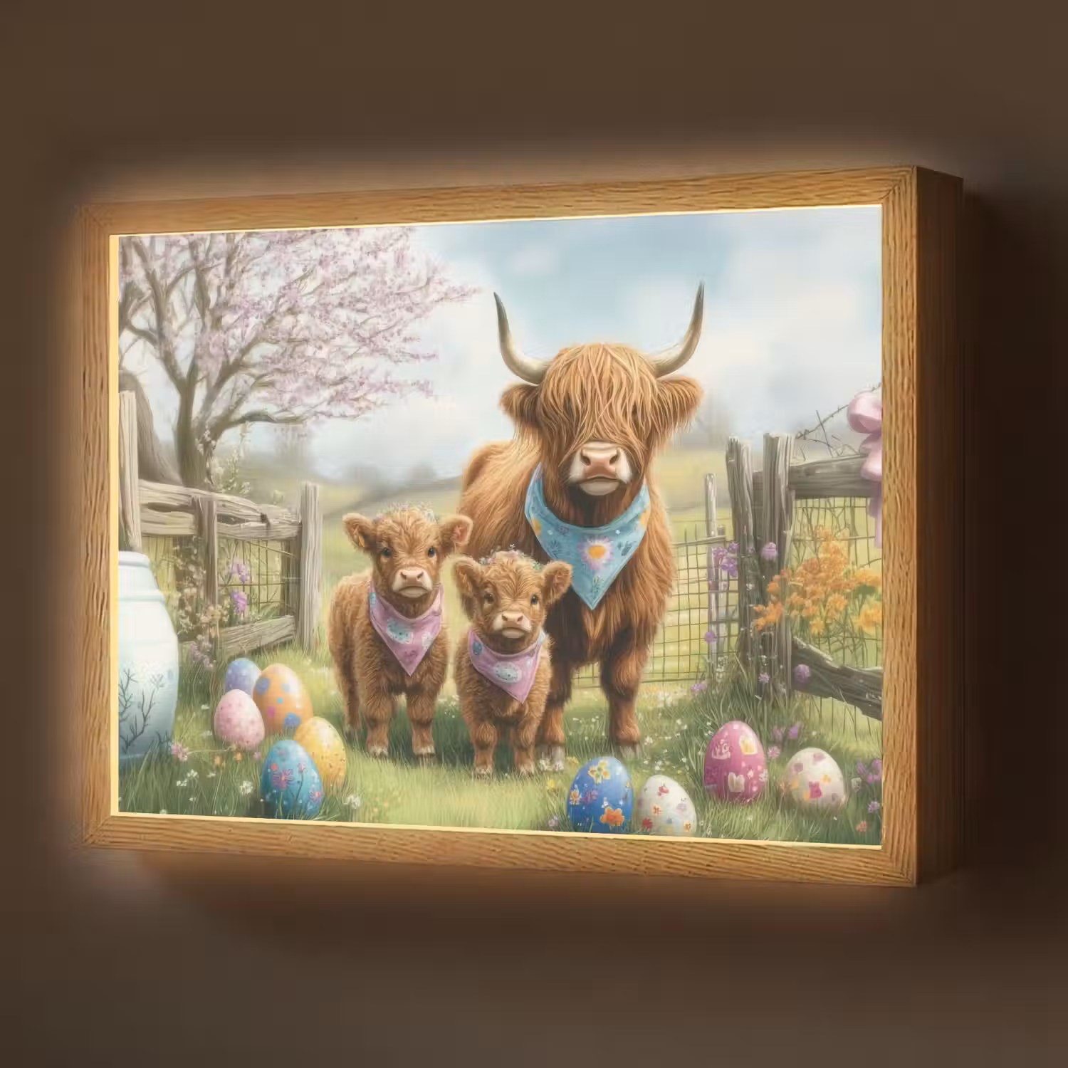 Schotsehooglanders - Paaseieren - Lente Light Box met batterij (Wandlamp) middel -z3d_website