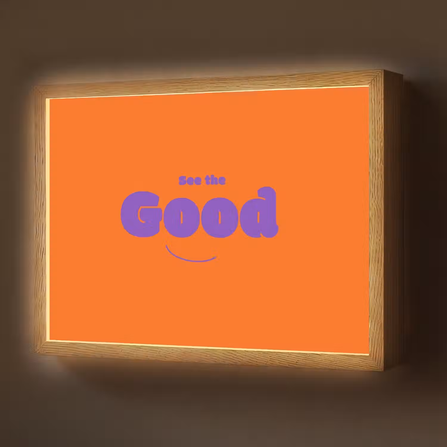 See the good - Paars - Oranje - Smiley Light Box met batterij (Wandlamp) middel -z3d_website