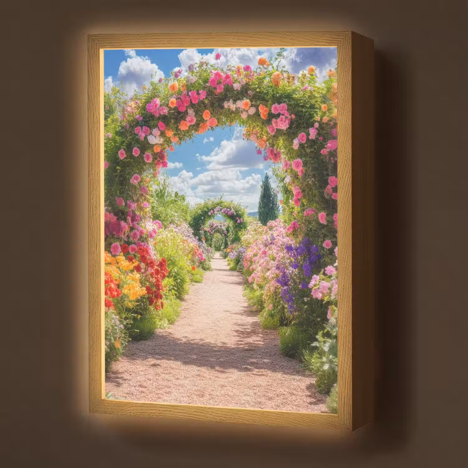 Doorkijk - Bloemen - Kleurrijk - Natuur Light Box met batterij (Wandlamp) middel -z3d_website