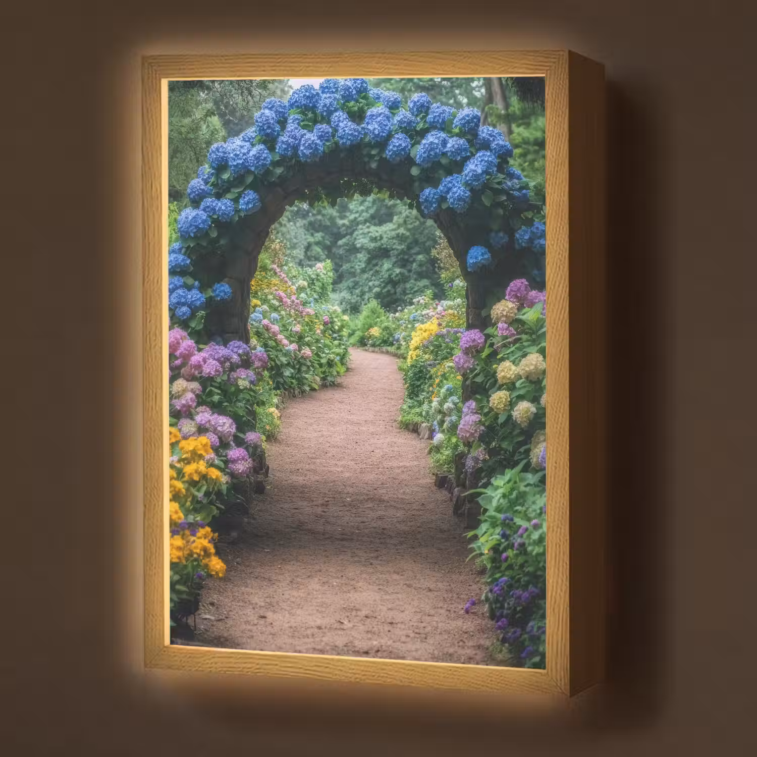 Doorkijk - Bloemen - Hortensia - Pad Light Box met batterij (Wandlamp) middel -z3d_website