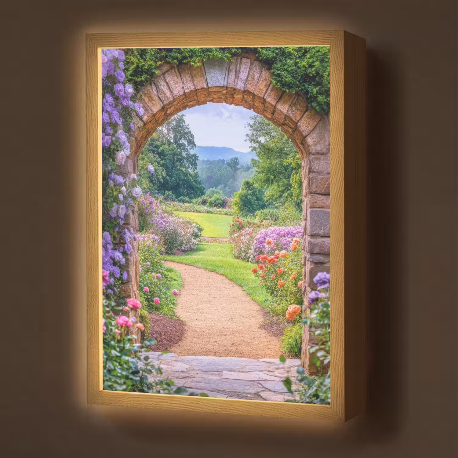 Doorkijk - Poort - Bloemen - Tuin Light Box met batterij (Wandlamp) middel -z3d_website
