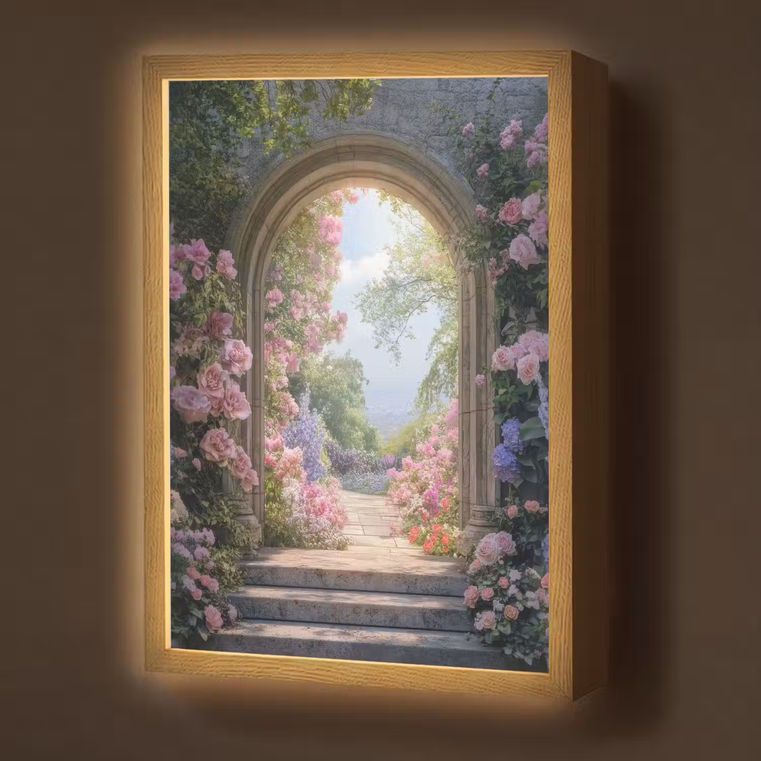 Doorkijk - Rozen - Vintage - Bloemen Light Box met batterij (Wandlamp) middel -z3d_website
