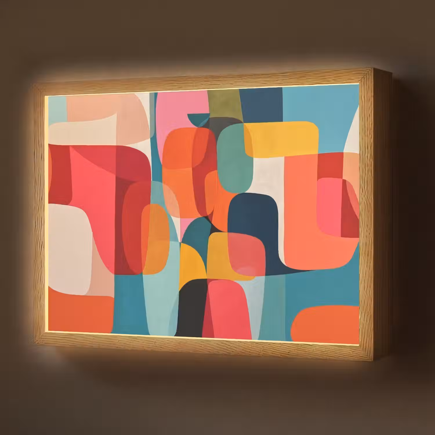 Vormen - Kleurrijk - Abstract - Vlakken Light Box met batterij (Wandlamp) middel -z3d_website