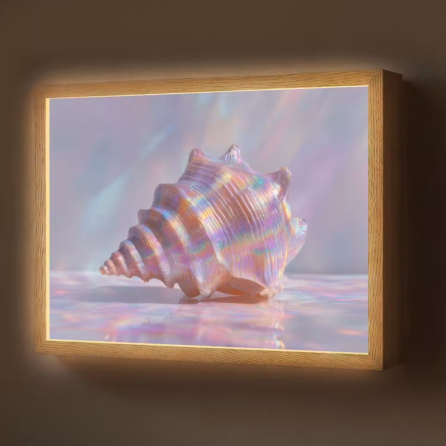 Schelp - Glanzend - Regenboogtinten Light Box met batterij (Wandlamp) middel -z3d_website