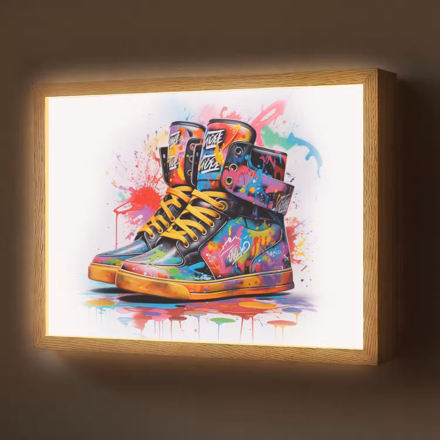 Schoenen - Graffiti - Wit - Kleuren Light Box met batterij (Wandlamp) middel -z3d_website