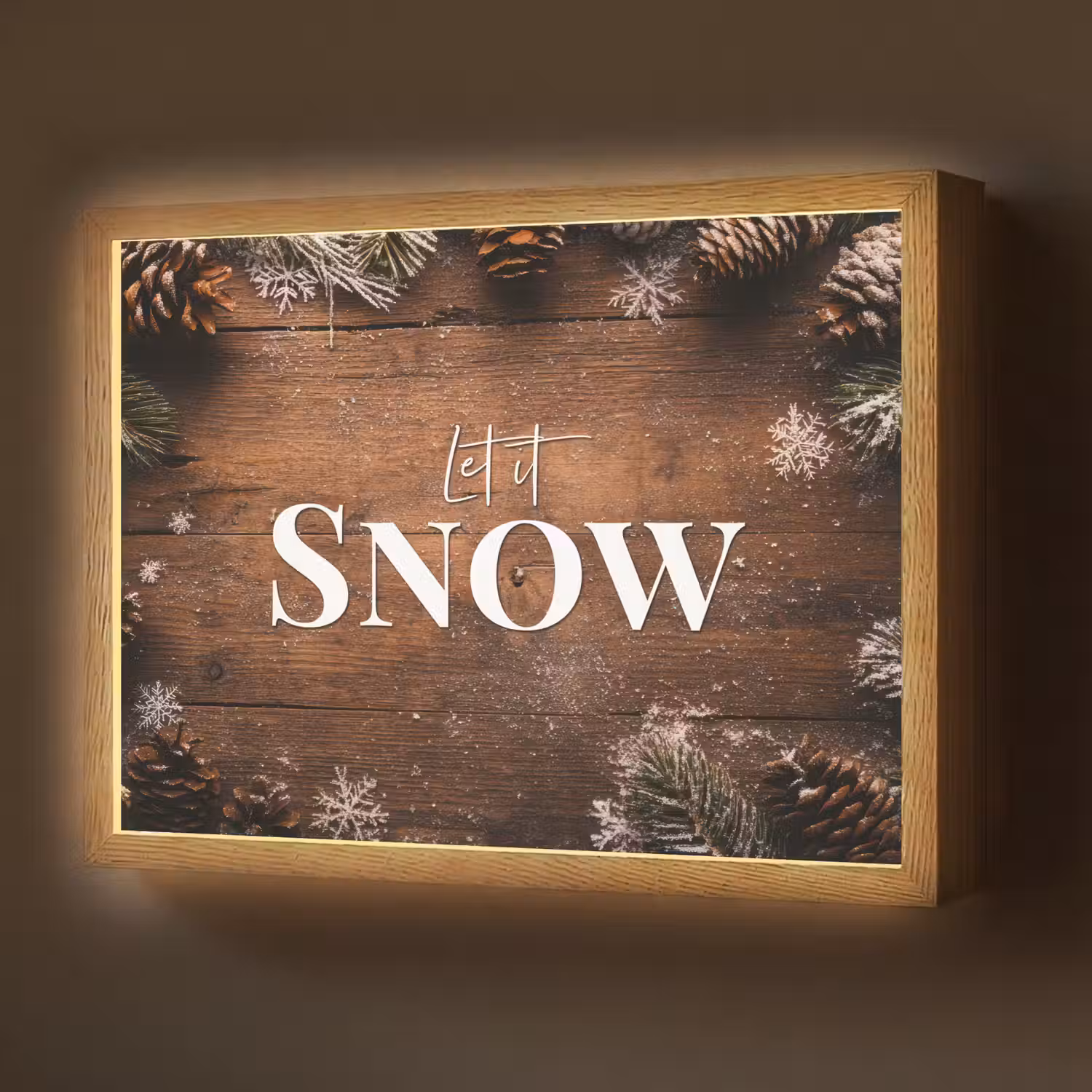 Sneeuw - Houtlook - Quote - Let it snow Light Box met batterij (Wandlamp) middel -z3d_website