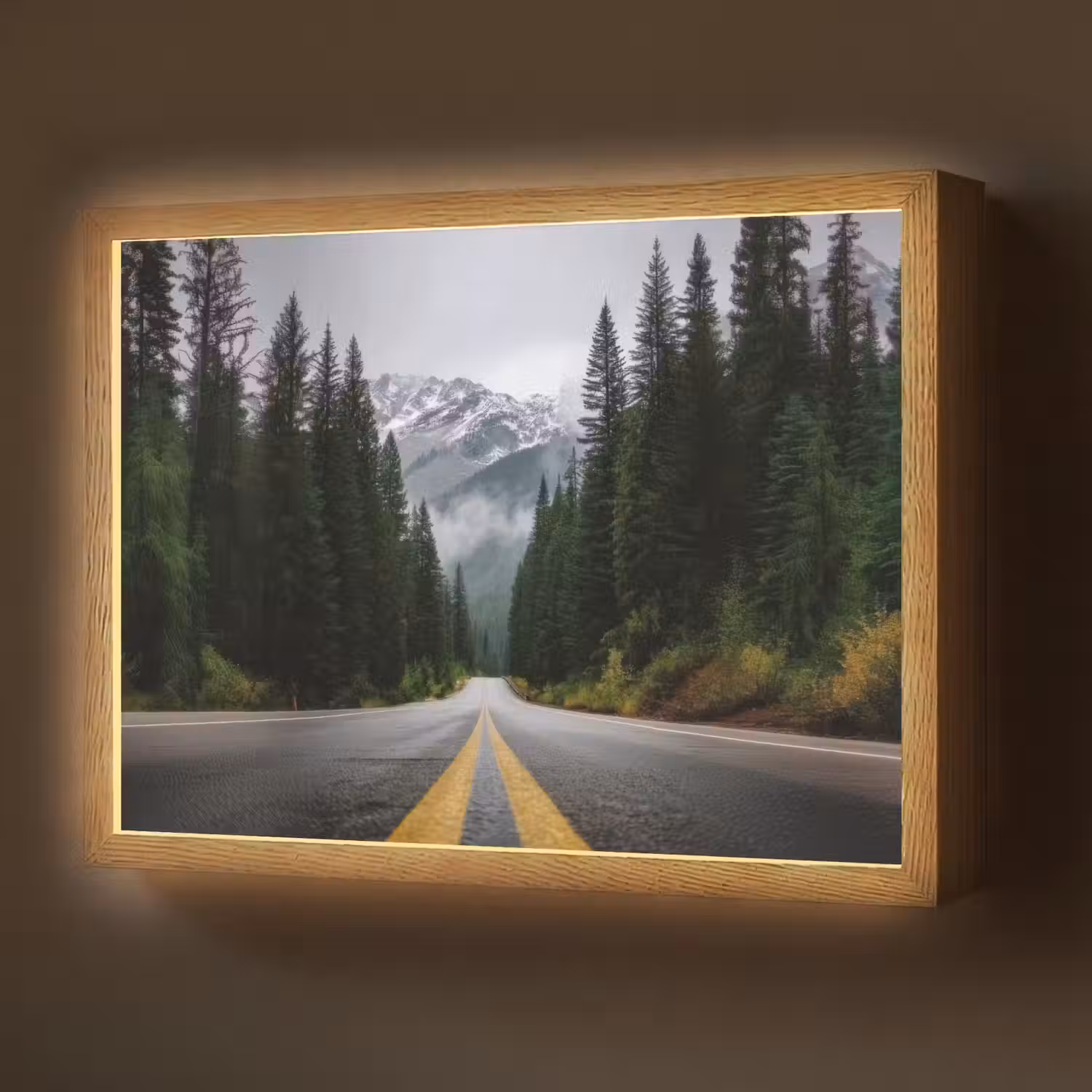 Sparrenbos - Weg - Bergen - Sneeuw Light Box met batterij (Wandlamp) middel -z3d_website