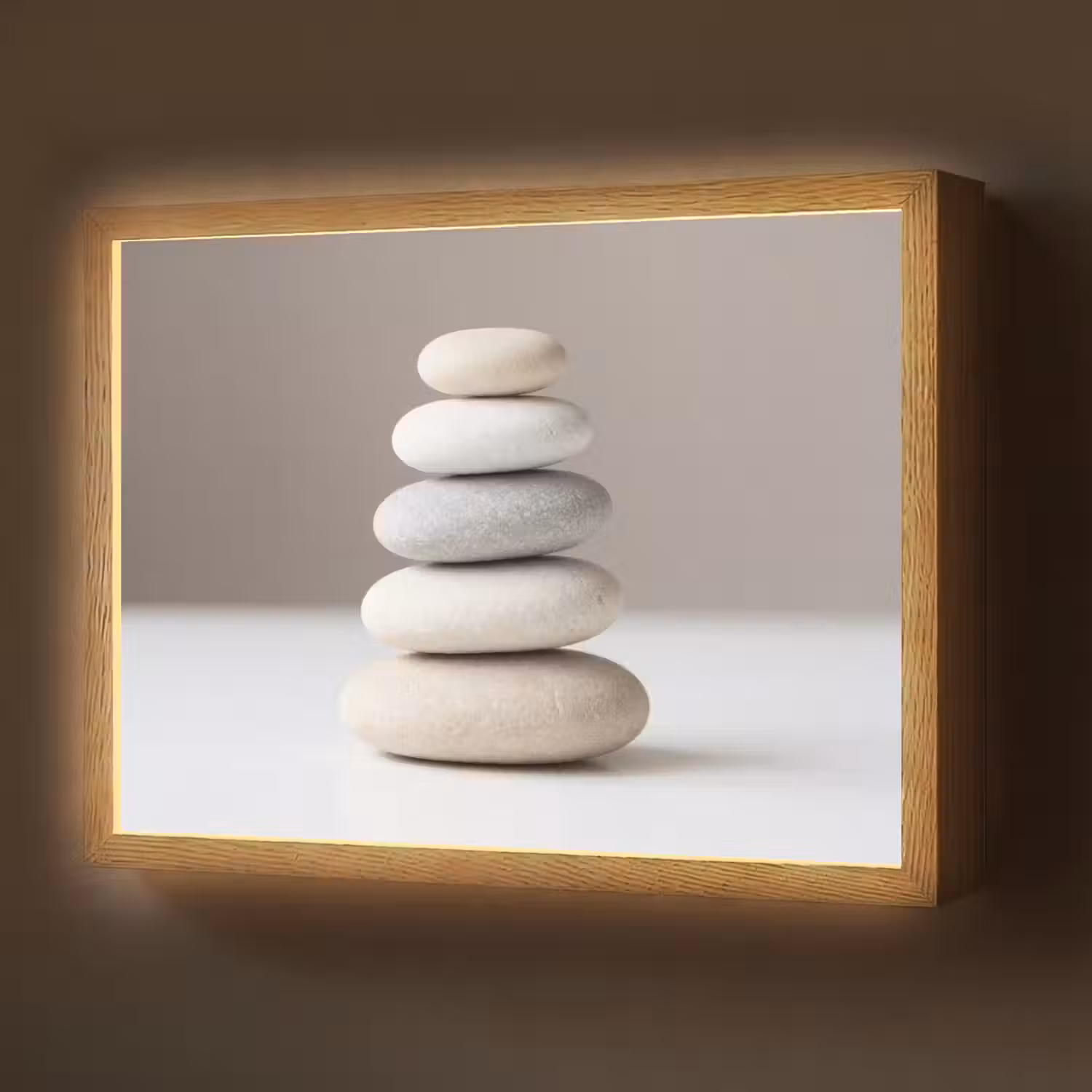 Gestapelde - Stenen - Grijs Light Box met batterij (Wandlamp) middel -z3d_website
