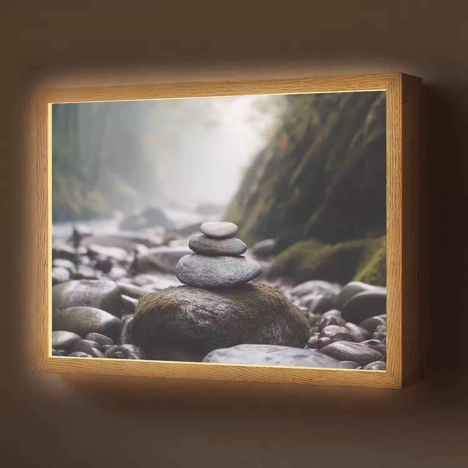 Stenen - Stapel - Natuur Light Box met batterij (Wandlamp) middel -z3d_website