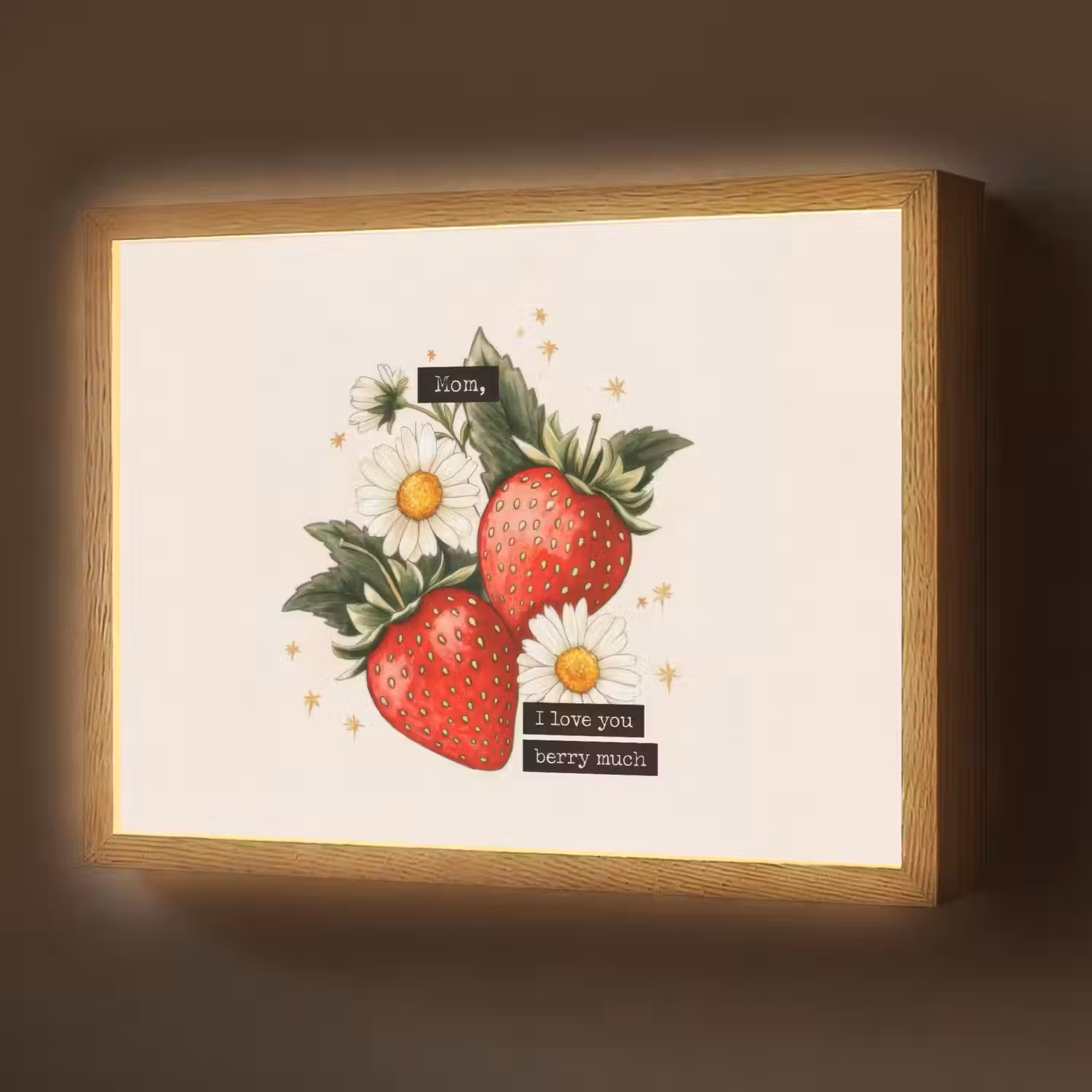 Aardbeien - Madeliefjes - Quote - Sterretjes Light Box met batterij (Wandlamp) middel -z3d_website