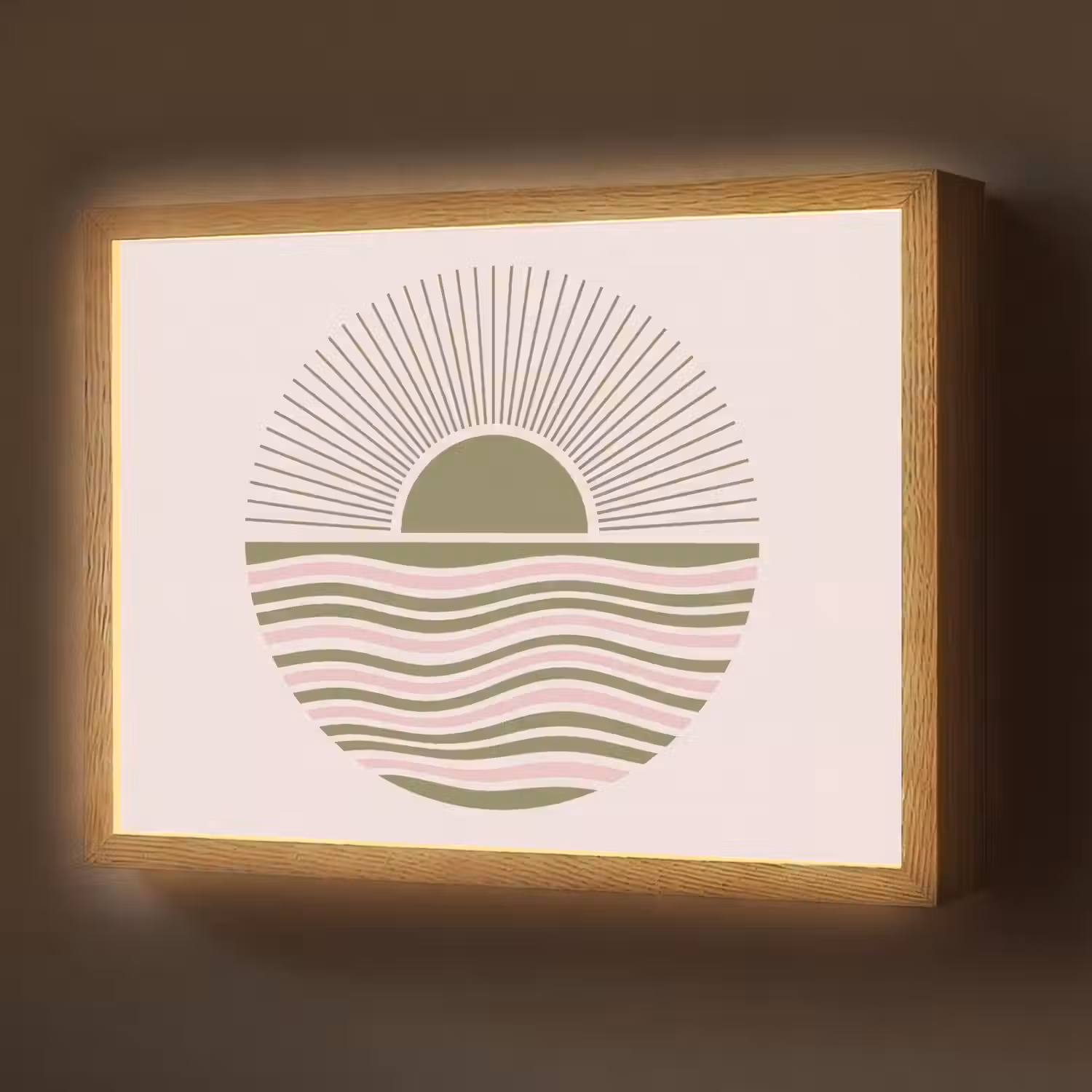 Zon - Zee - Abstract - Modern - Roze Light Box met batterij (Wandlamp) middel -z3d_website