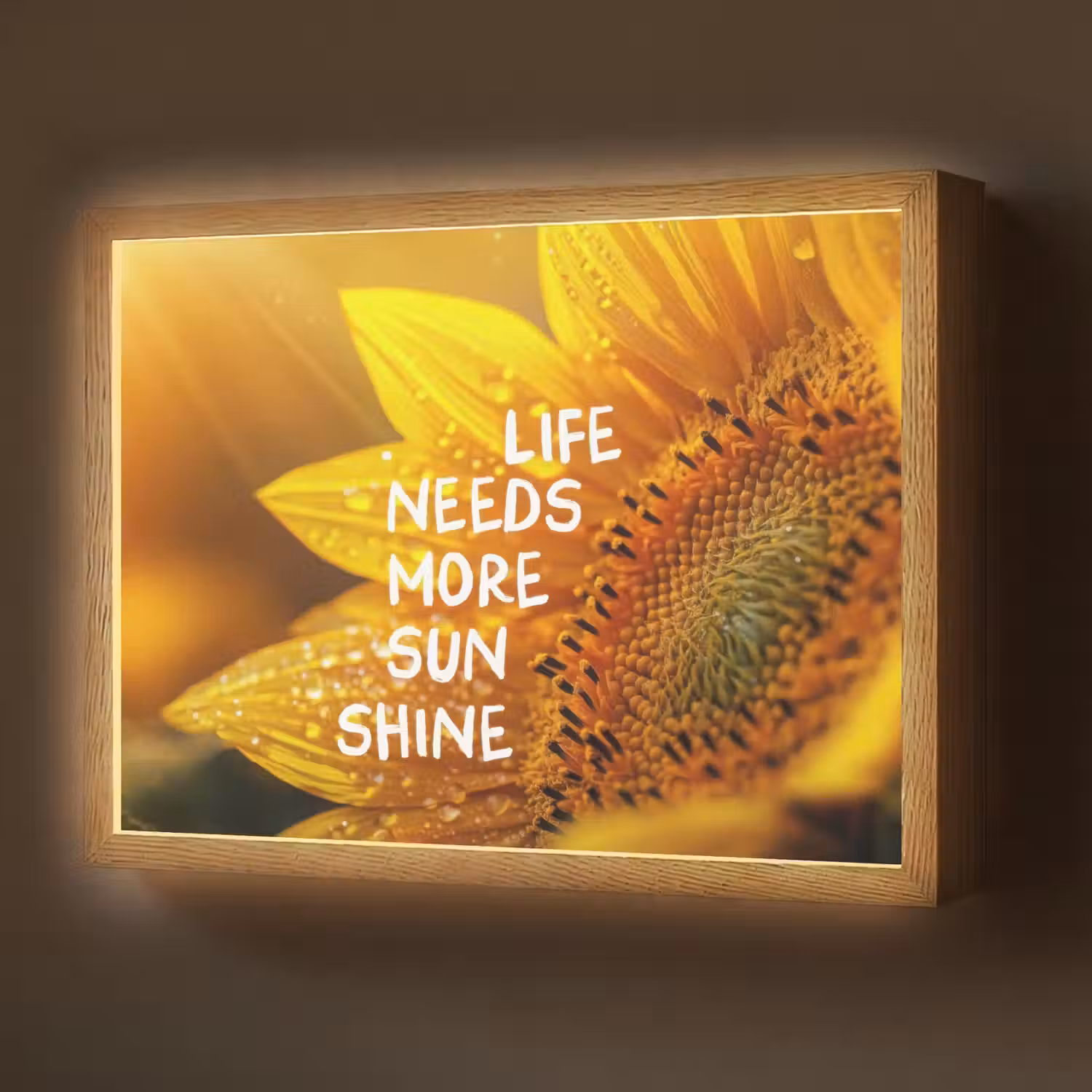 Zonnebloem - Close up - Geel - Quote Light Box met batterij (Wandlamp) middel -z3d_website