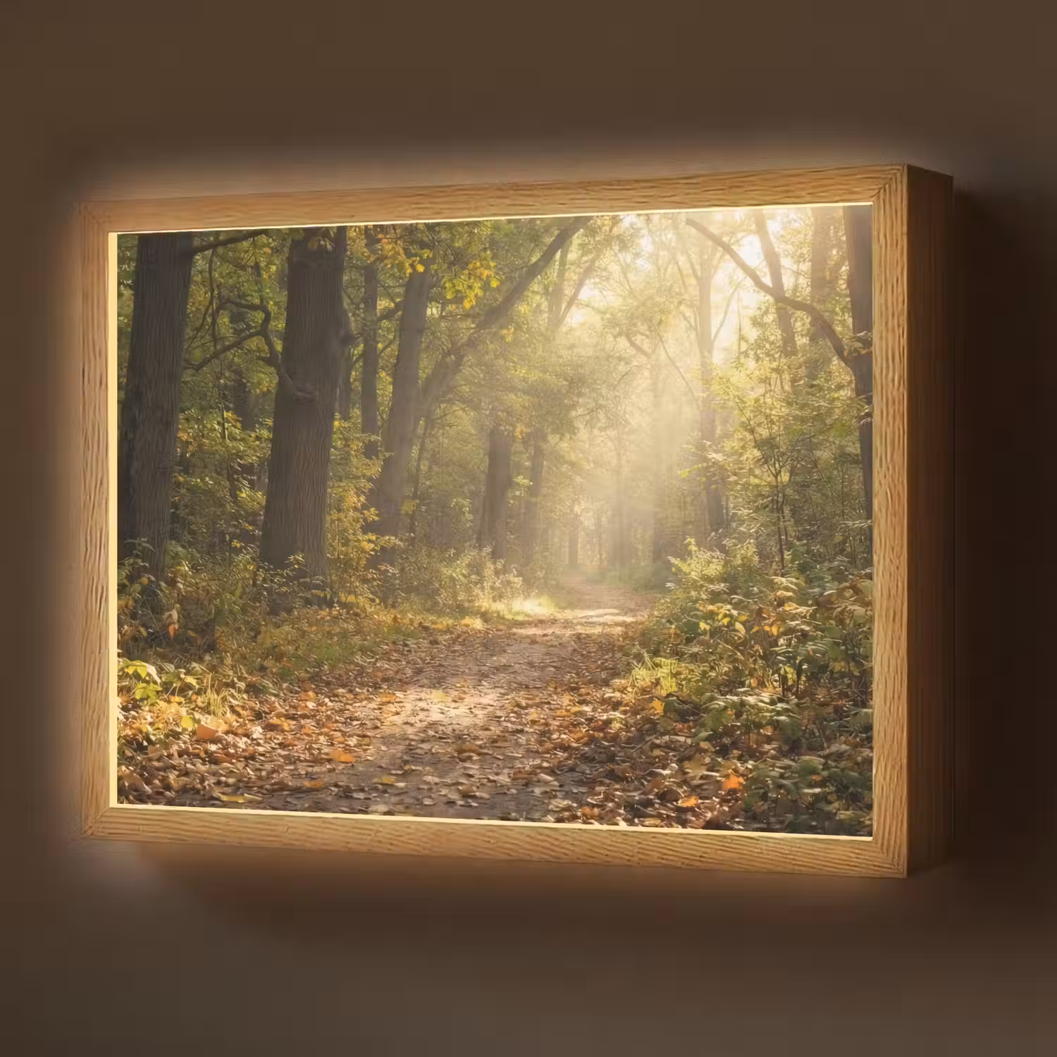 Zonlicht - Bospad - Bomen Light Box met batterij (Wandlamp) middel -z3d_website