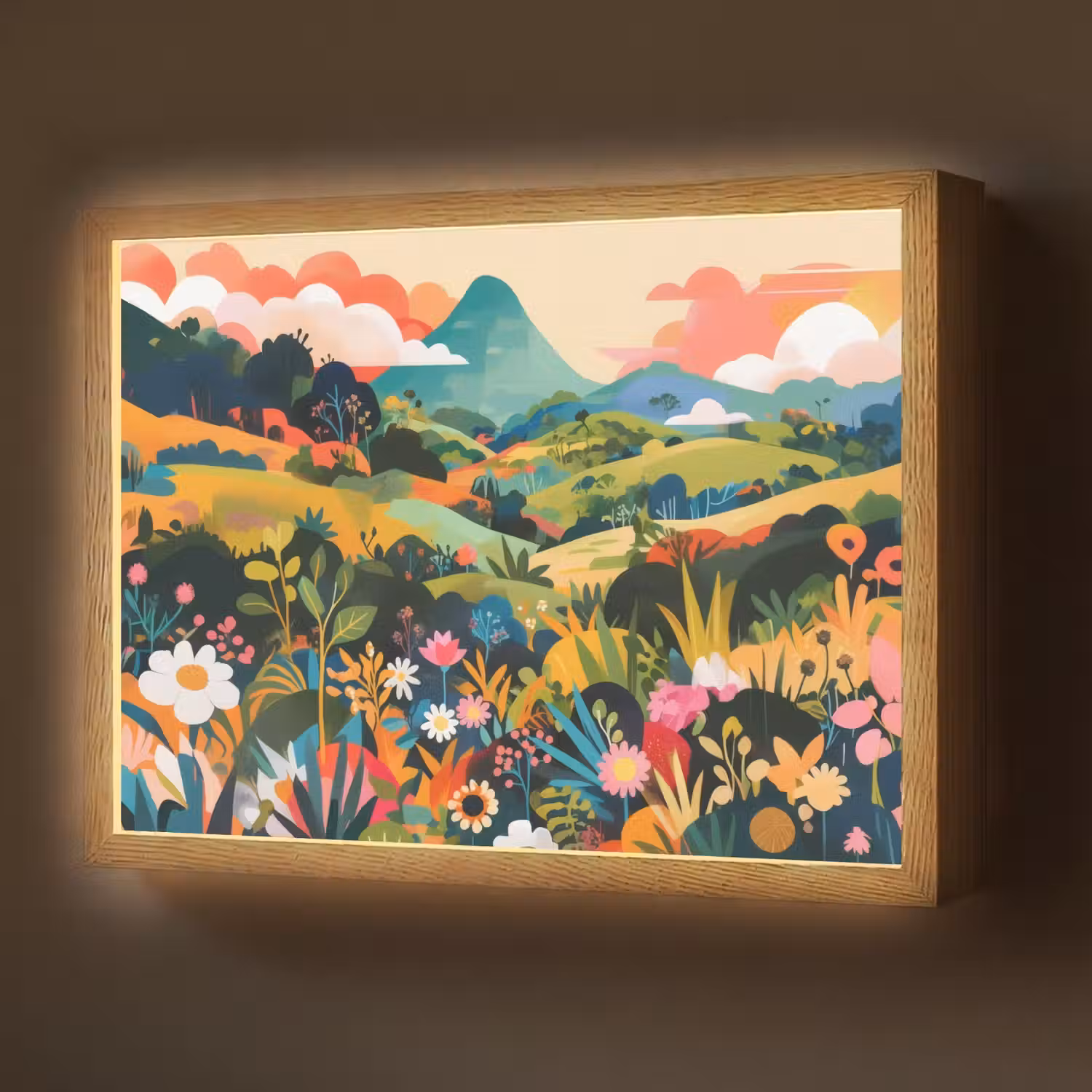 Zonlicht - Heuvels - Wolkenlucht Light Box met batterij (Wandlamp) middel -z3d_website