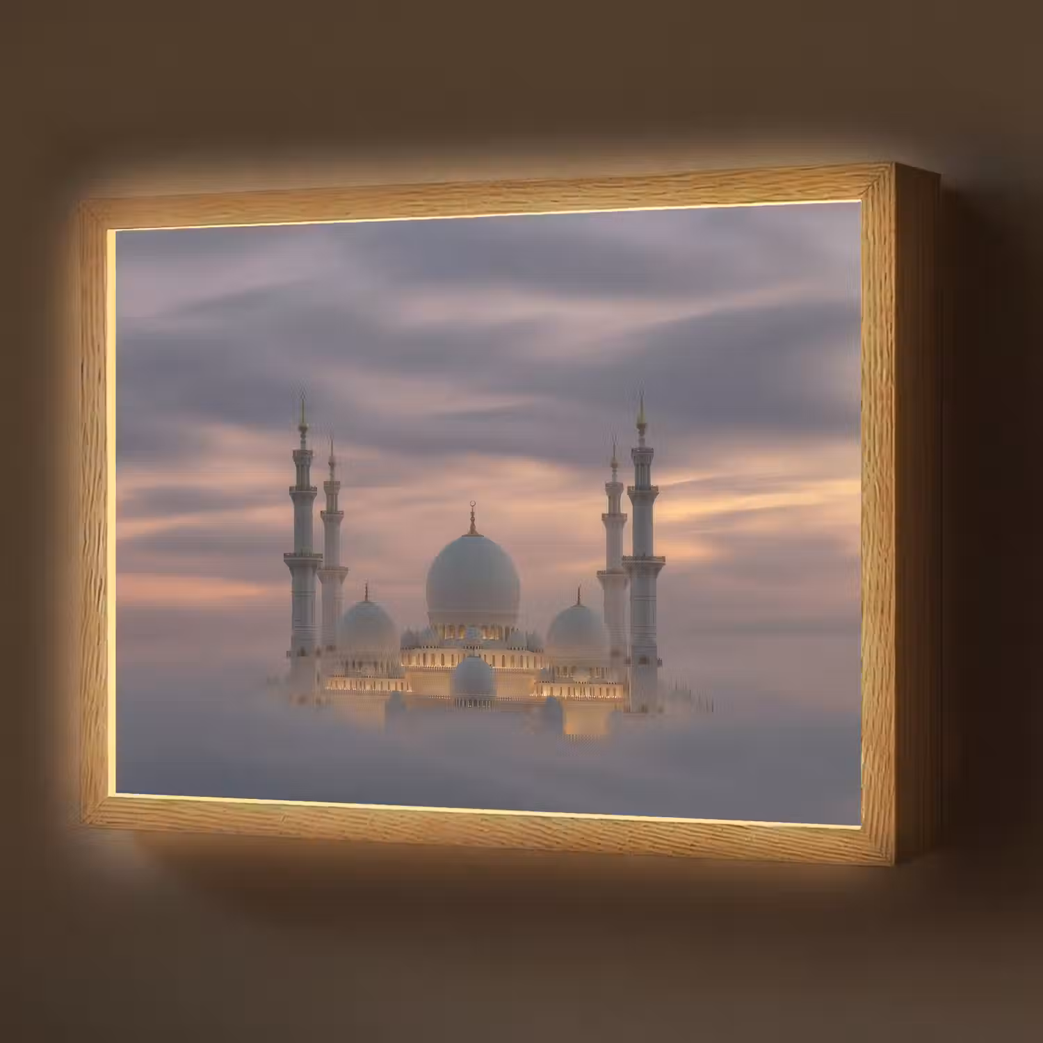 Zonsondergang - Moskee - Wolken - Islamitisch Light Box met batterij (Wandlamp) middel -z3d_website