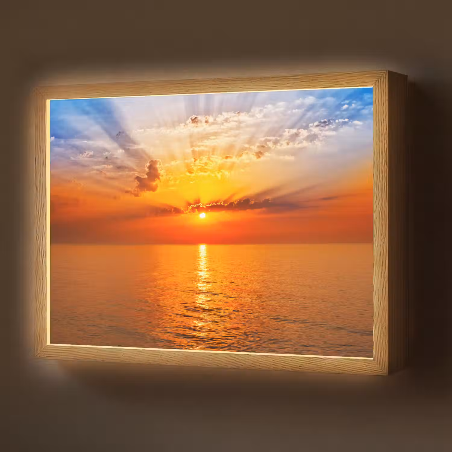 Zonsondergang - Zee - Lucht - Oranje - Horizon - Water Light Box met batterij (Wandlamp) middel -z3d_website
